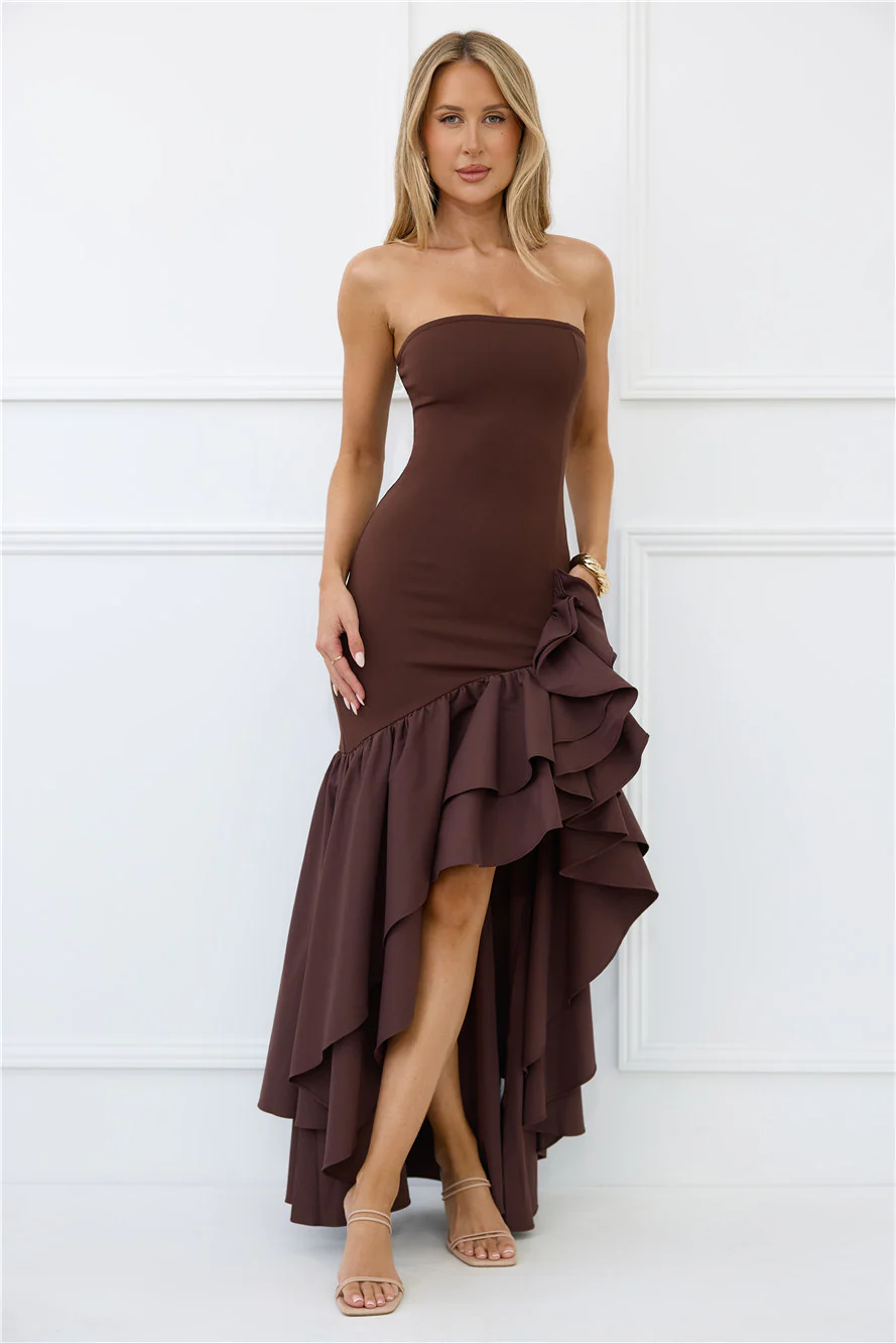 Extravagant Events Strapless Maxi Dress Brown
