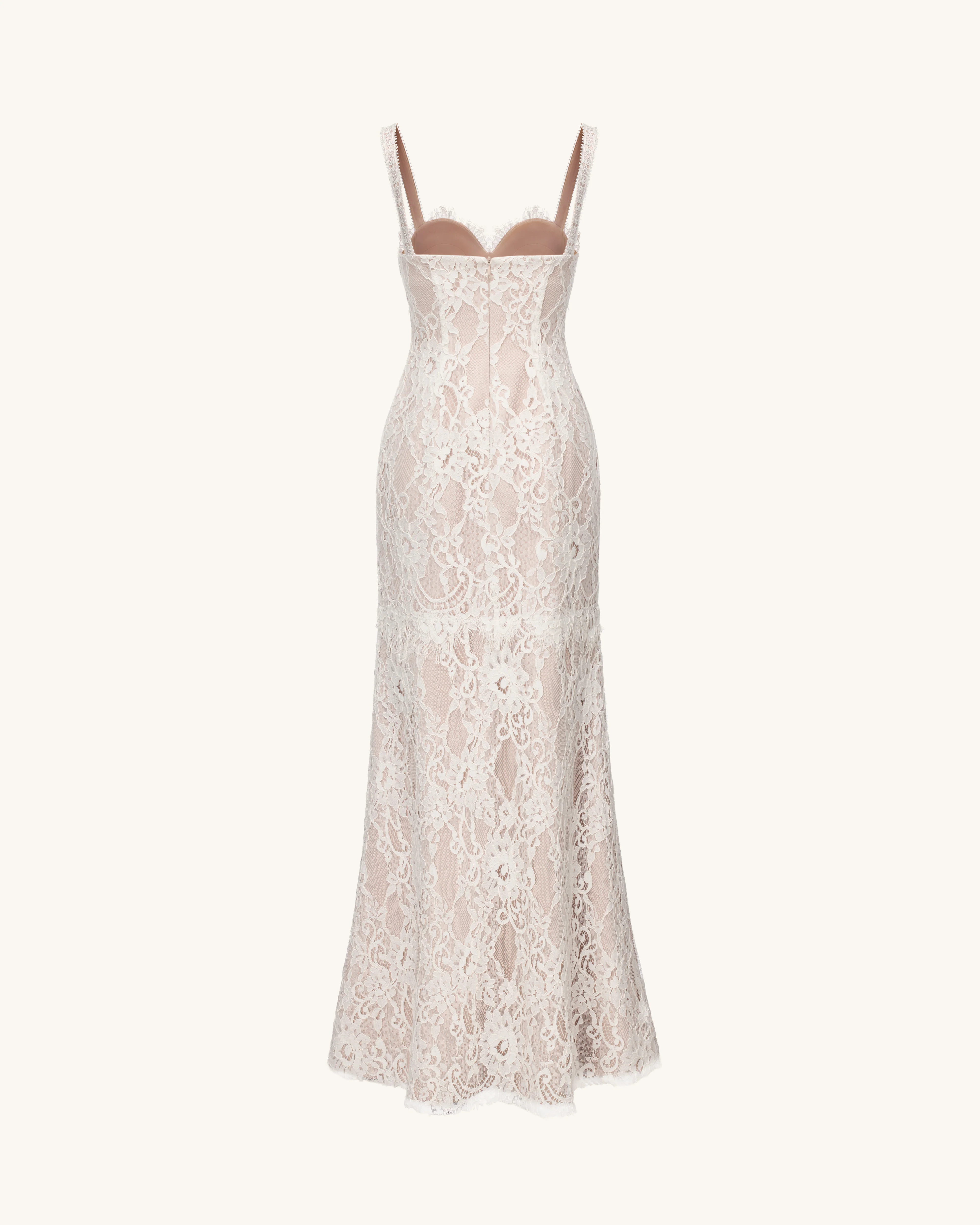 Lace Slit Maxi Dress - White - FASHION NOB