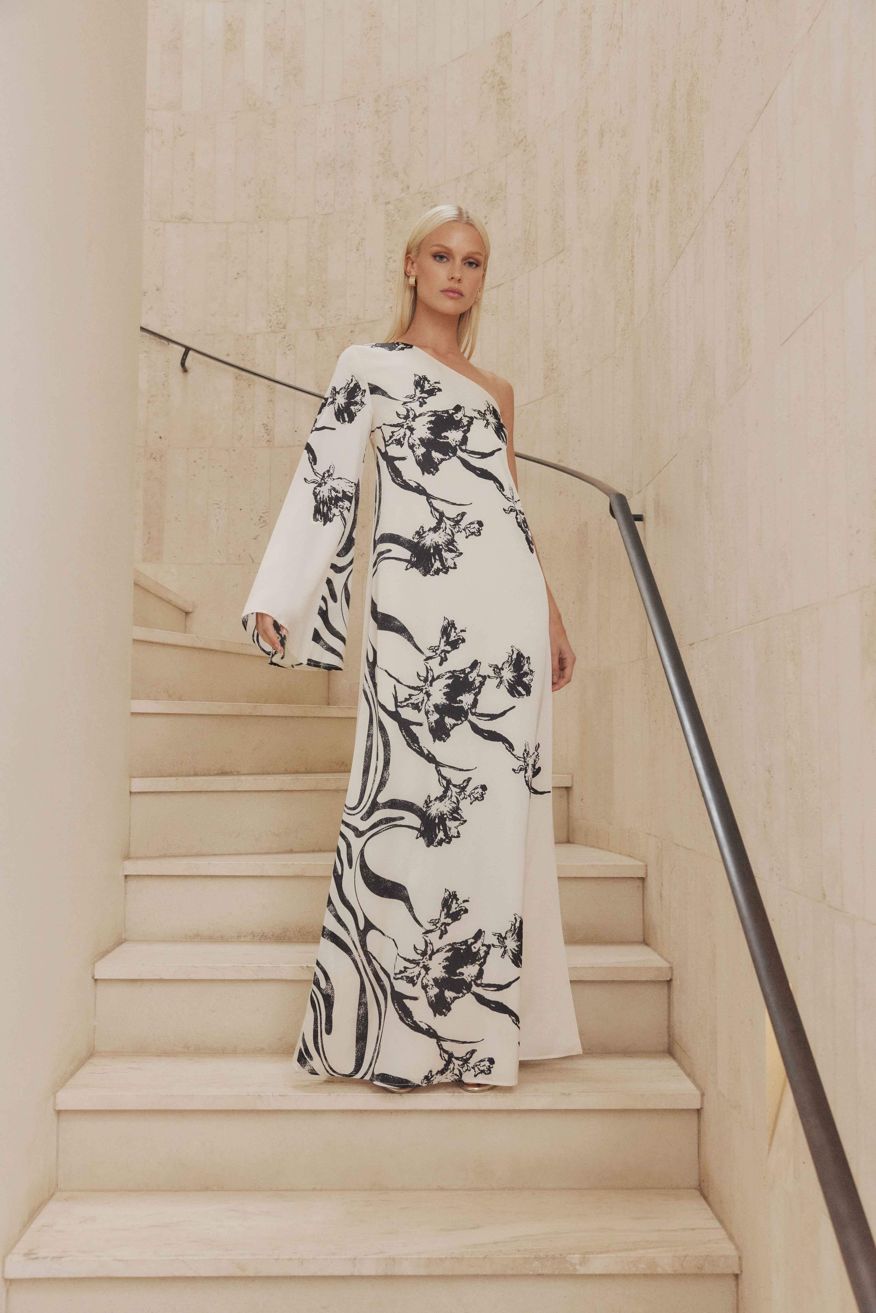 CURAAE Matilda One Shoulder Satin Maxi Dress