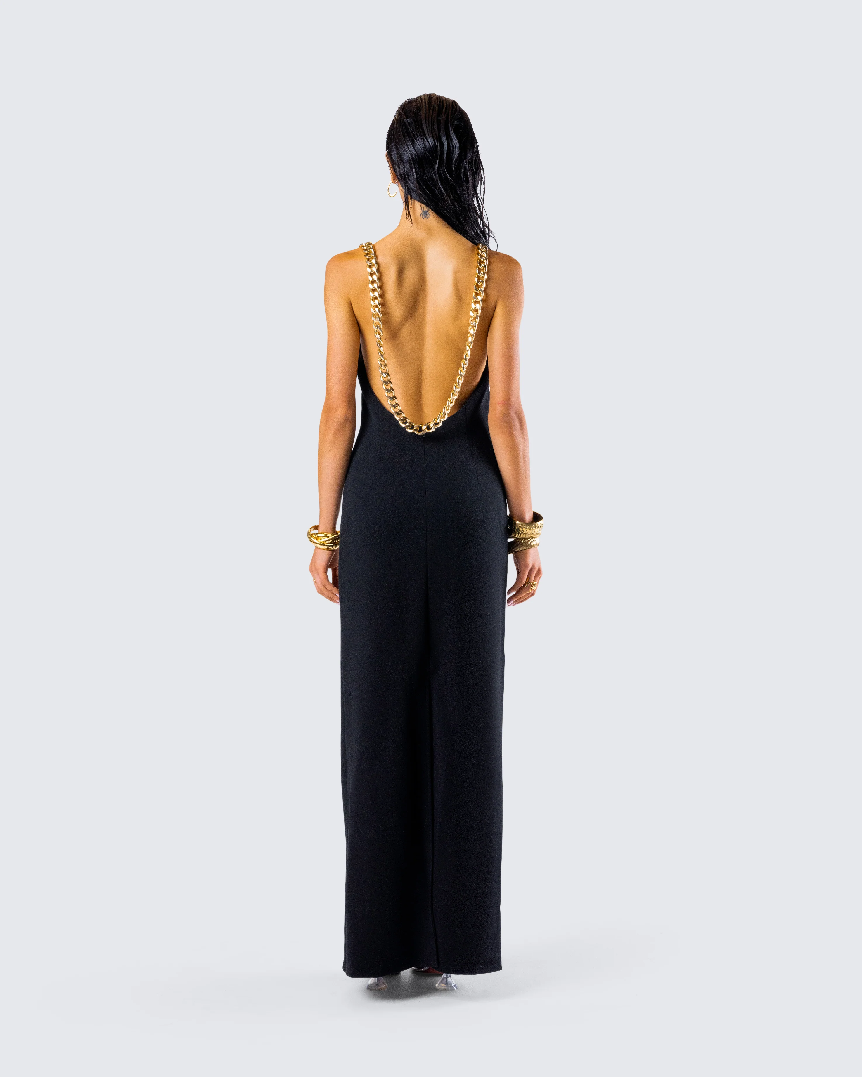 Kippa Black Asymmetrical Chain Gown