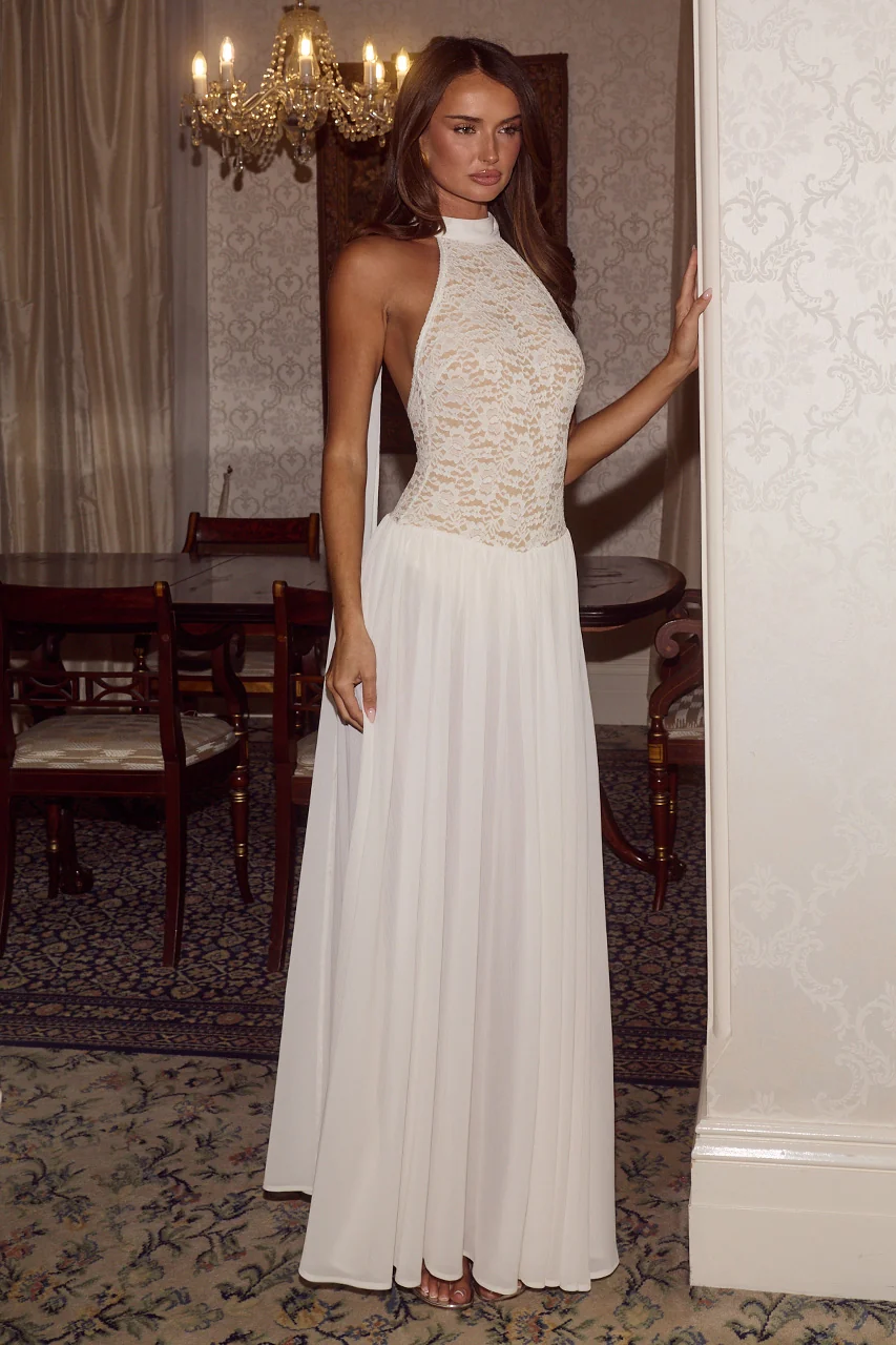 JUDITH HALTER LOW BACK MAXI DRESS - CREAM
