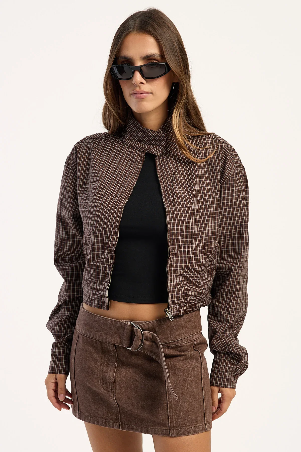 Rusty Rear View Low Rise Mini Skirt Brown