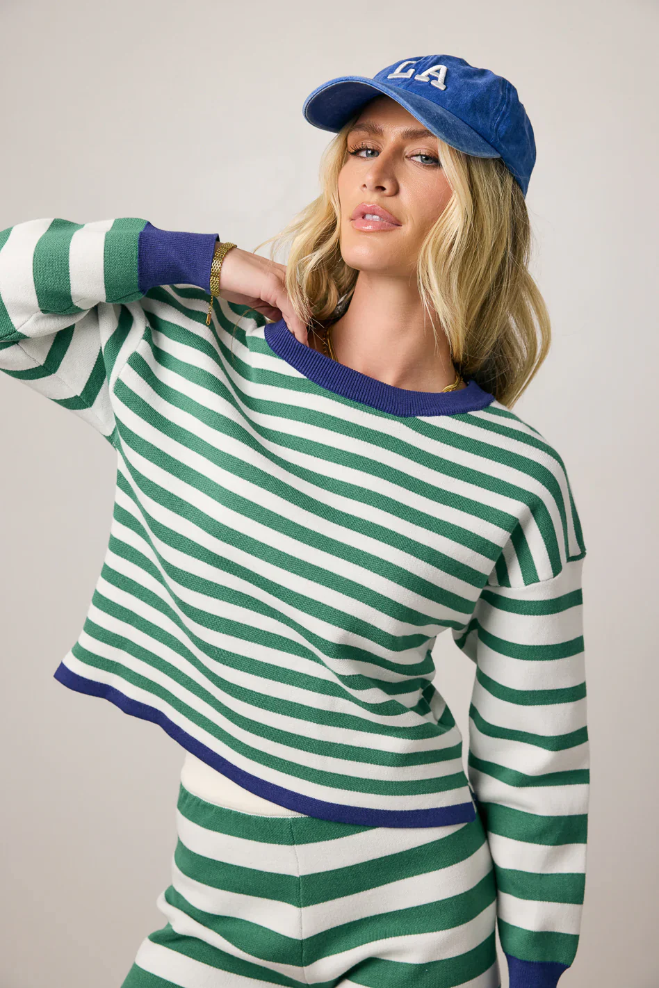 Keaton Striped Top in Green