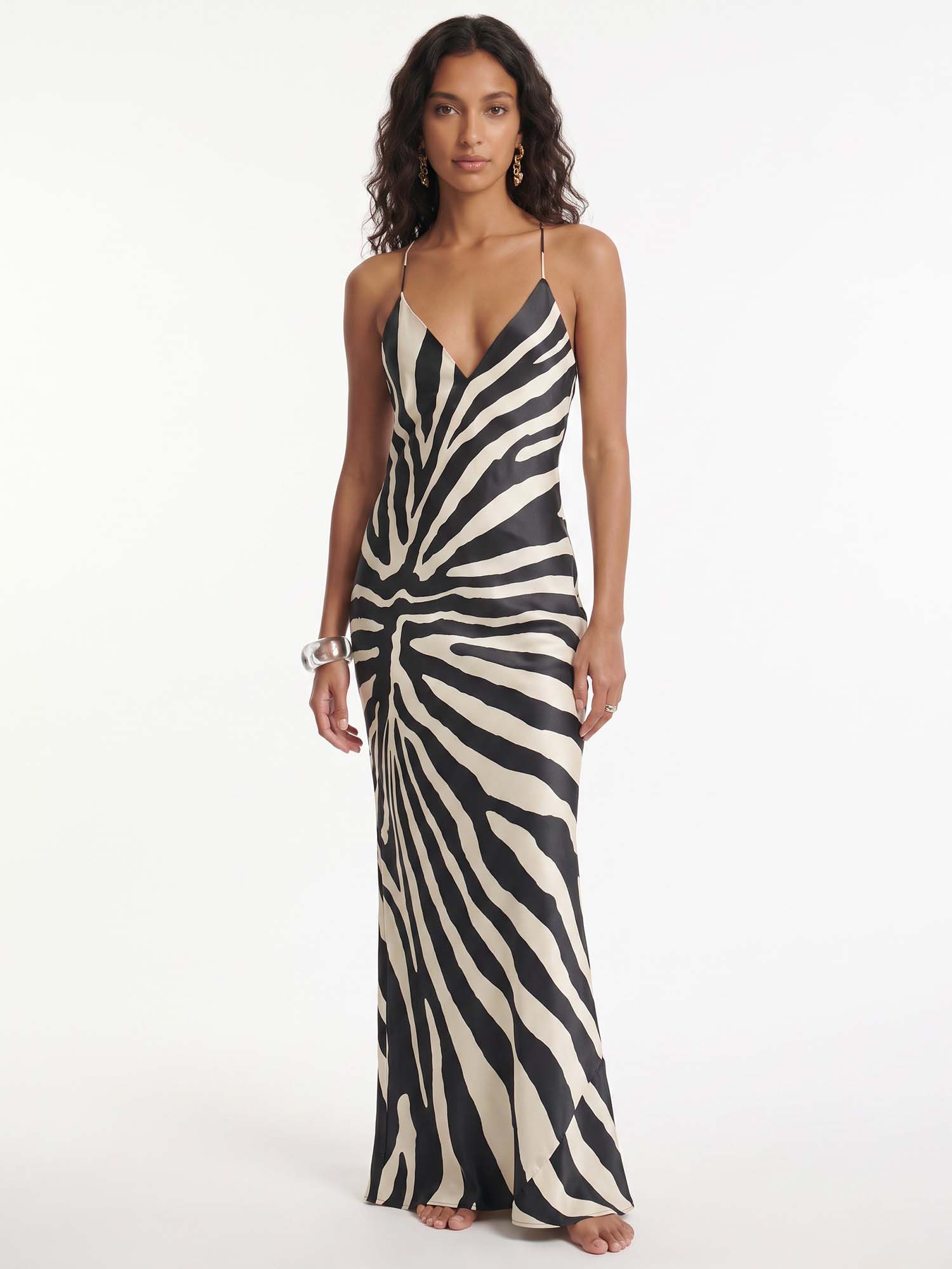 Zebra Print Slip Maxi Dress