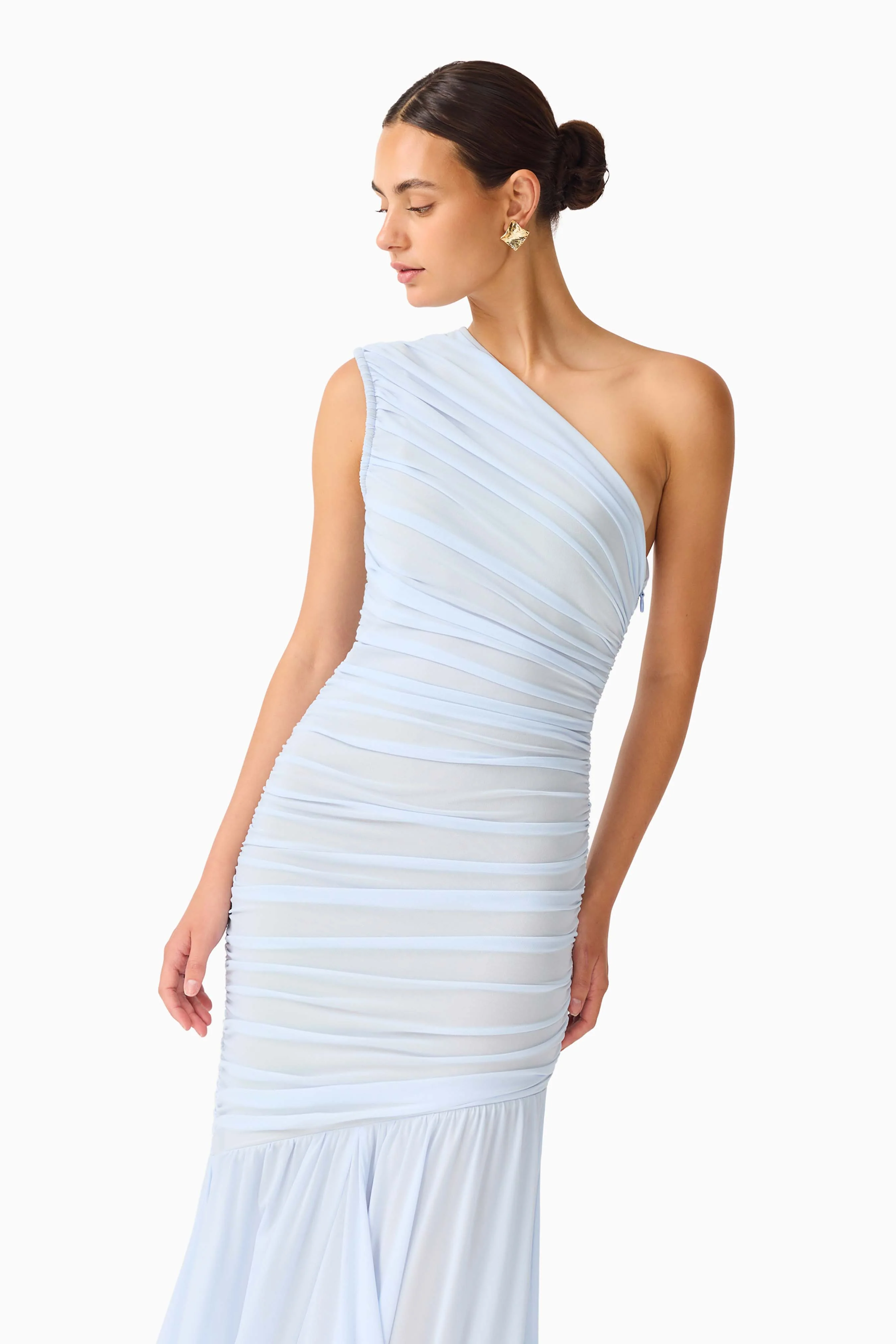 Florencea One Shoulder Gown in Powder Blue