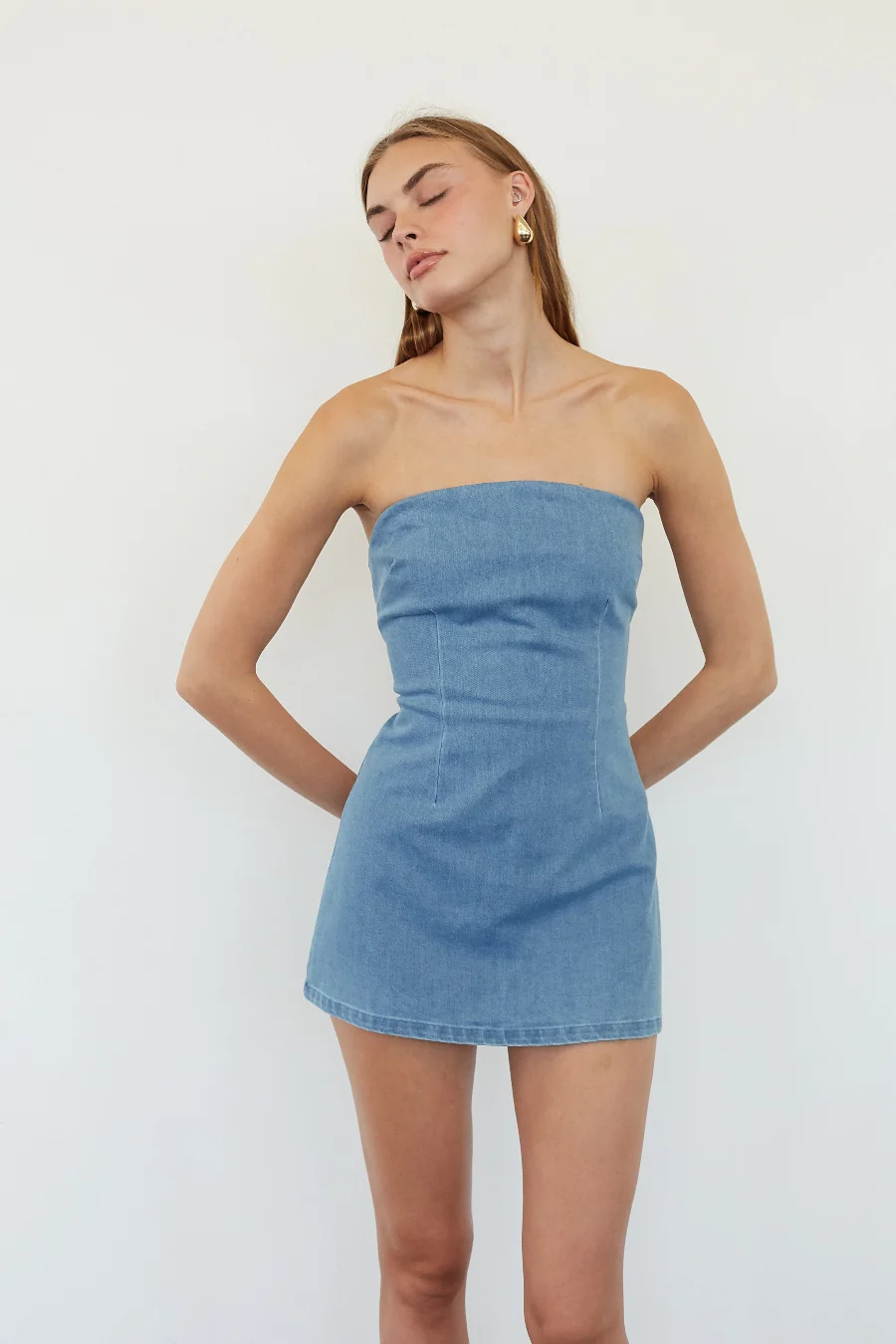 Arla Denim Romper Mini Dress