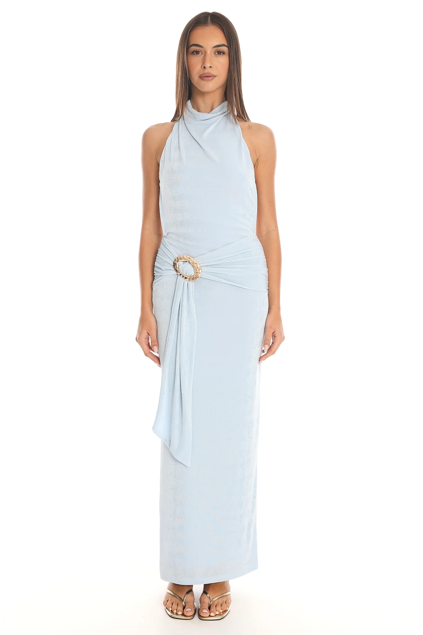 Songs of Sierra Cowl Maxi Dress Ice Blue