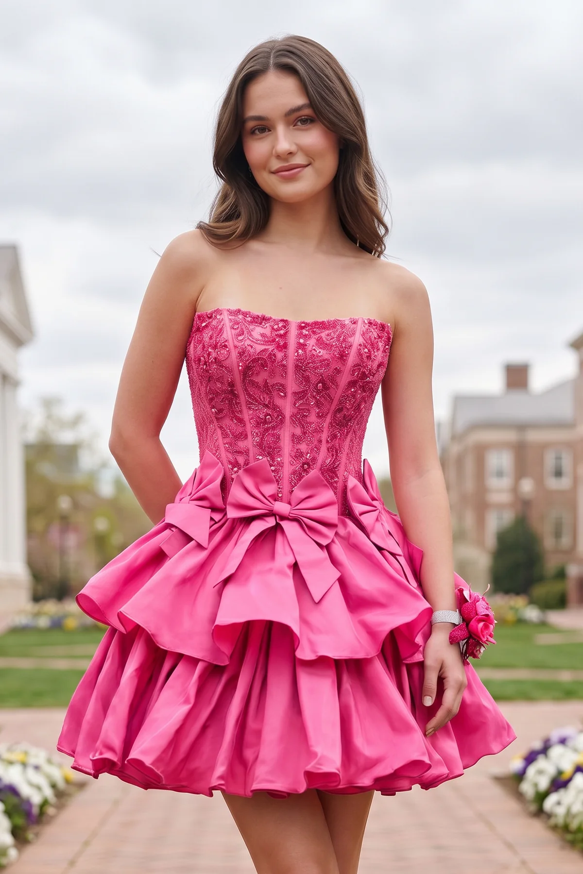 Lime Green - Strapless Sequins A-Line Homecoming Dress With Bow