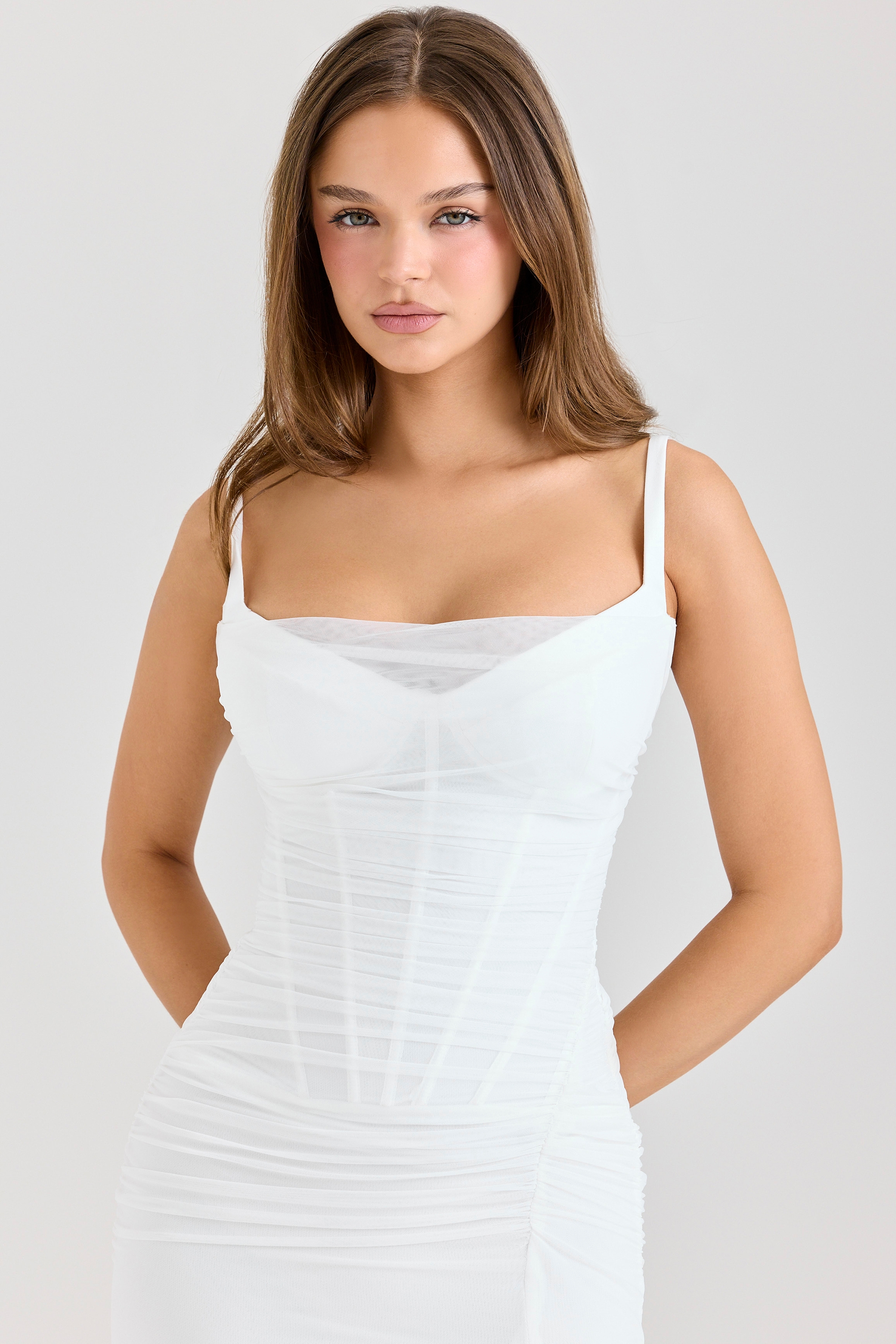 white mesh maxi dress