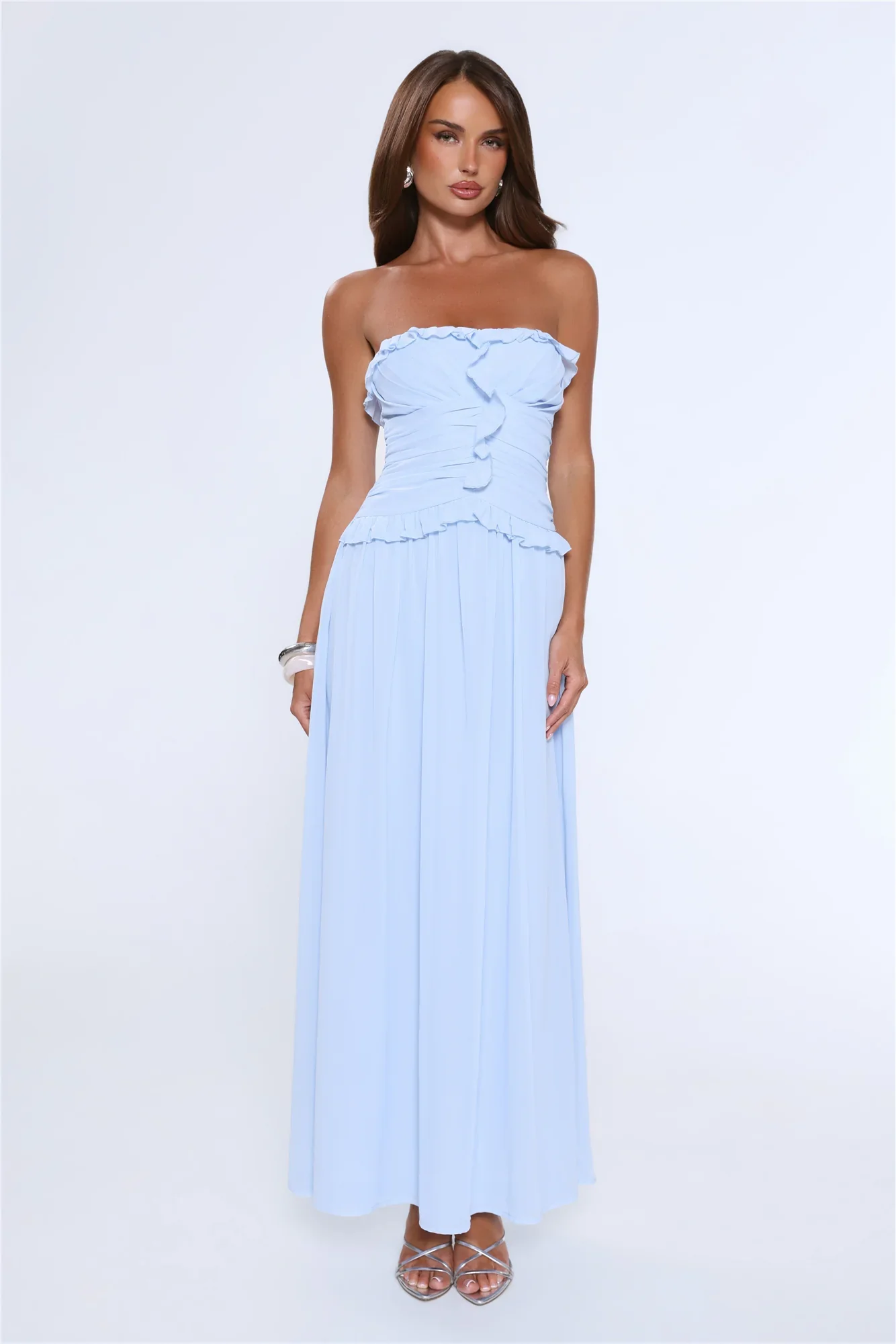 Hour Whispers Strapless Maxi Dress Blue