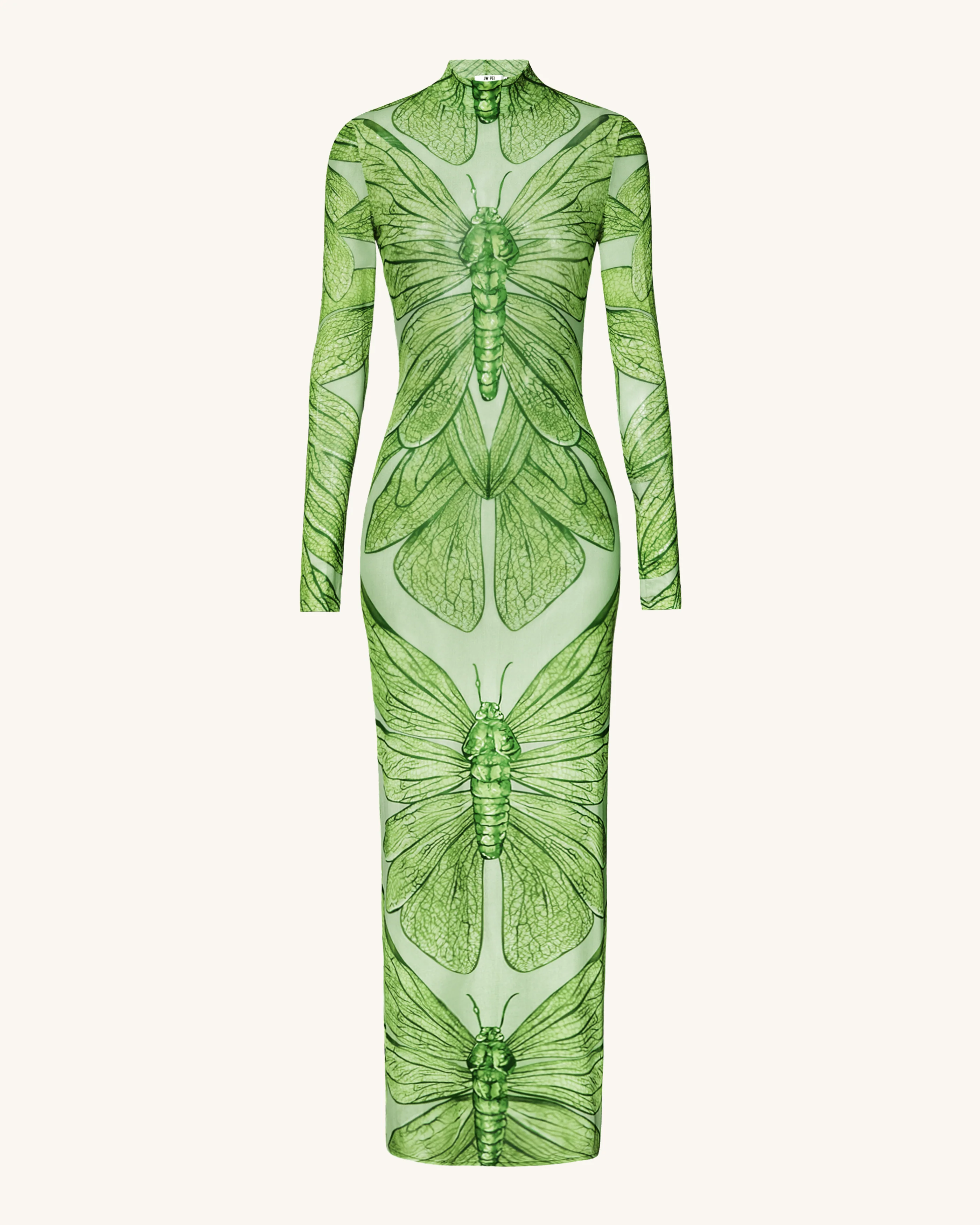 Emerald Dragonfly Sheer Mesh Gown - Green - FASHION NOB