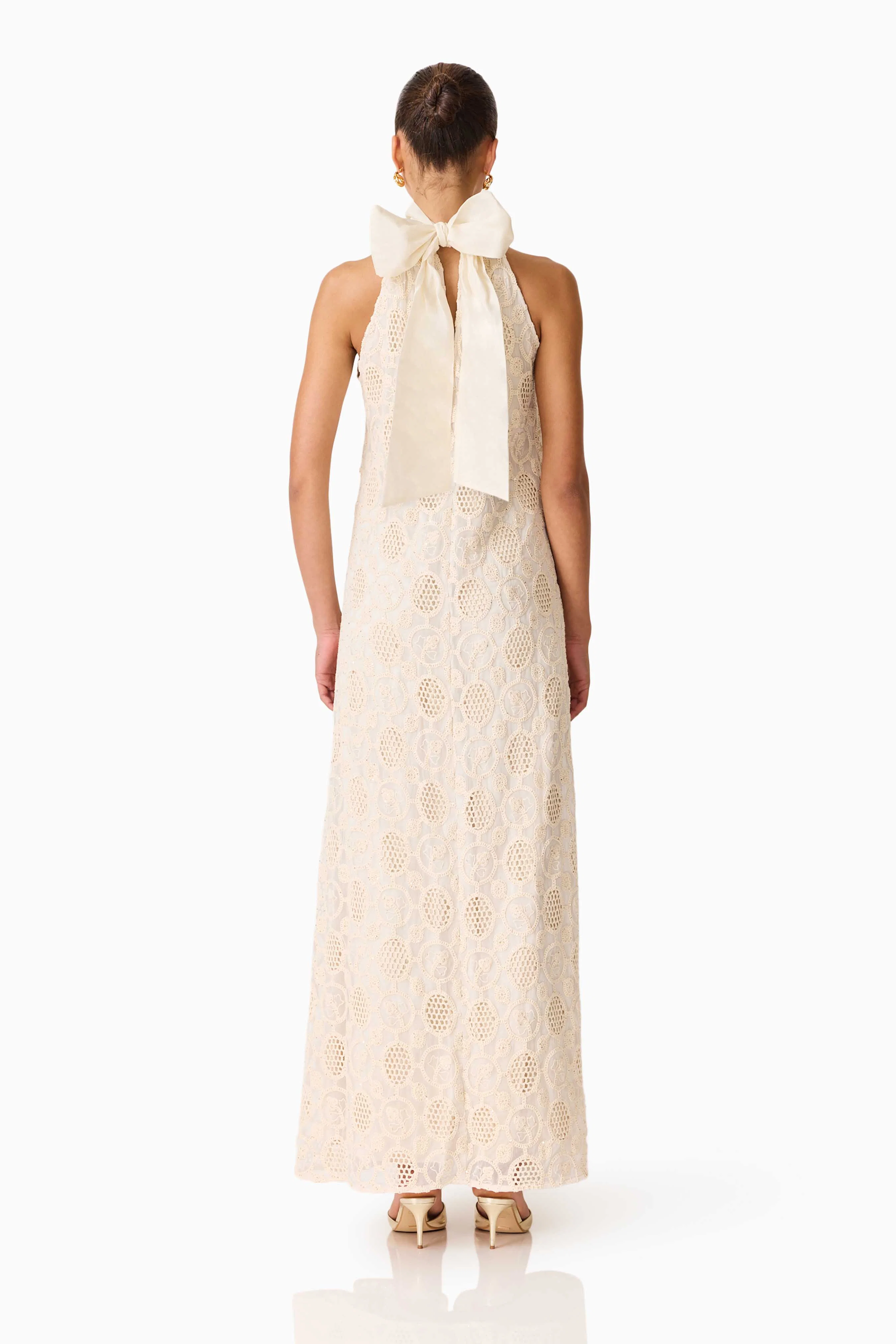 Vessia Halter Neck Maxi Dress in Cream