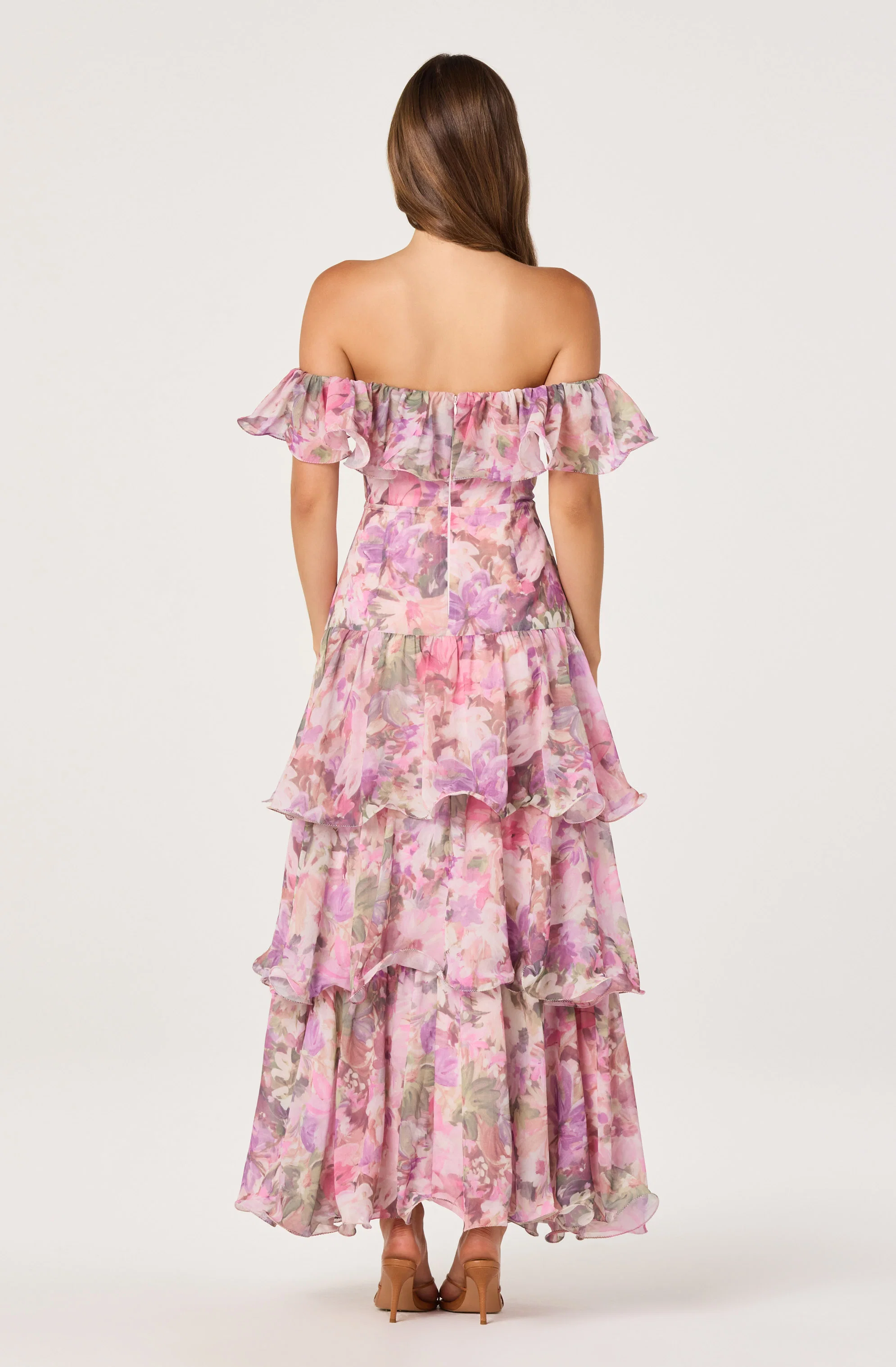 Wilder Off-The-Shoulder Chiffon Maxi Dress