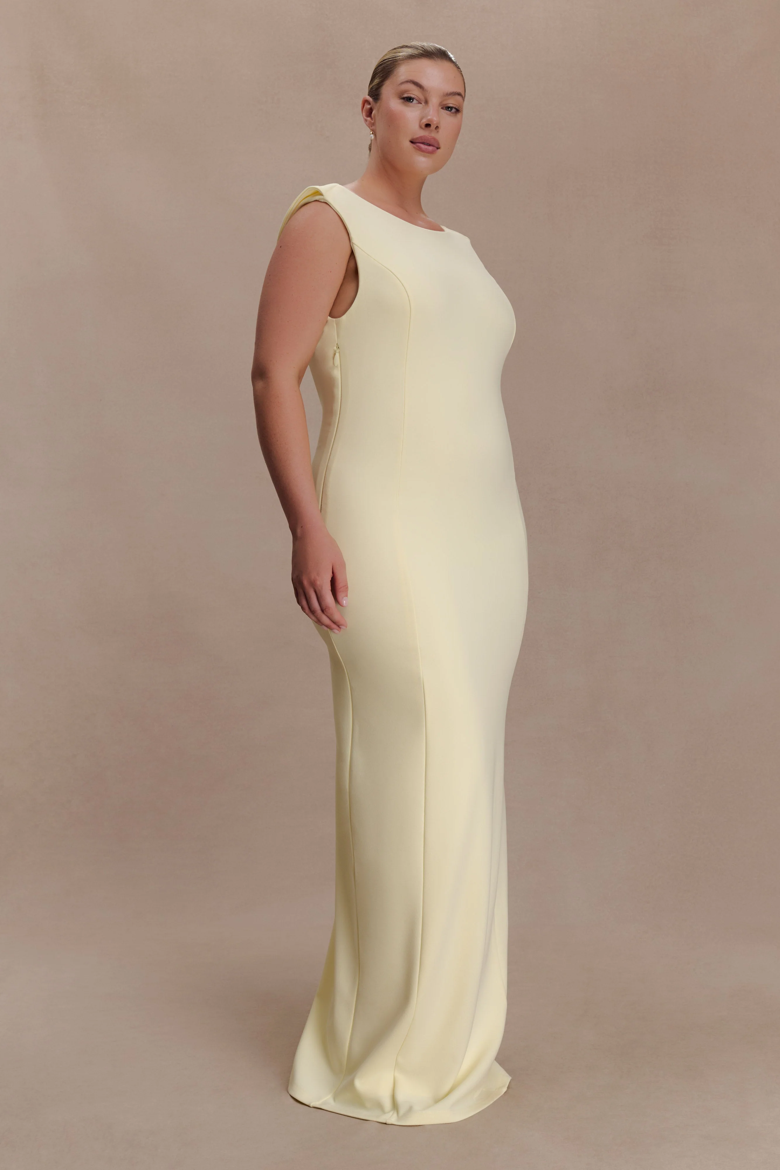 Galilea Crepe Draped Maxi Dress - Lemon