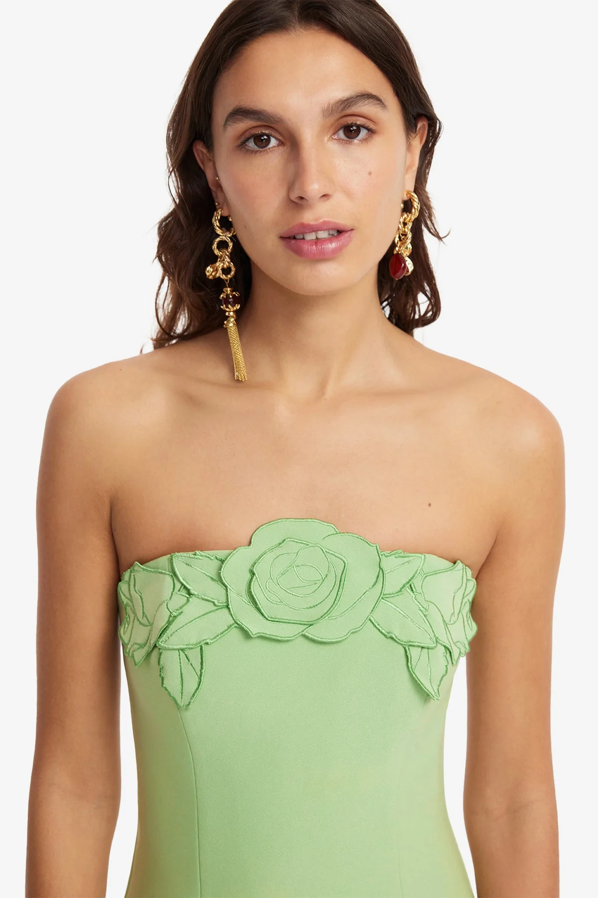 Rayna Appliqué Bustier Maxi Dress - Juniper Green