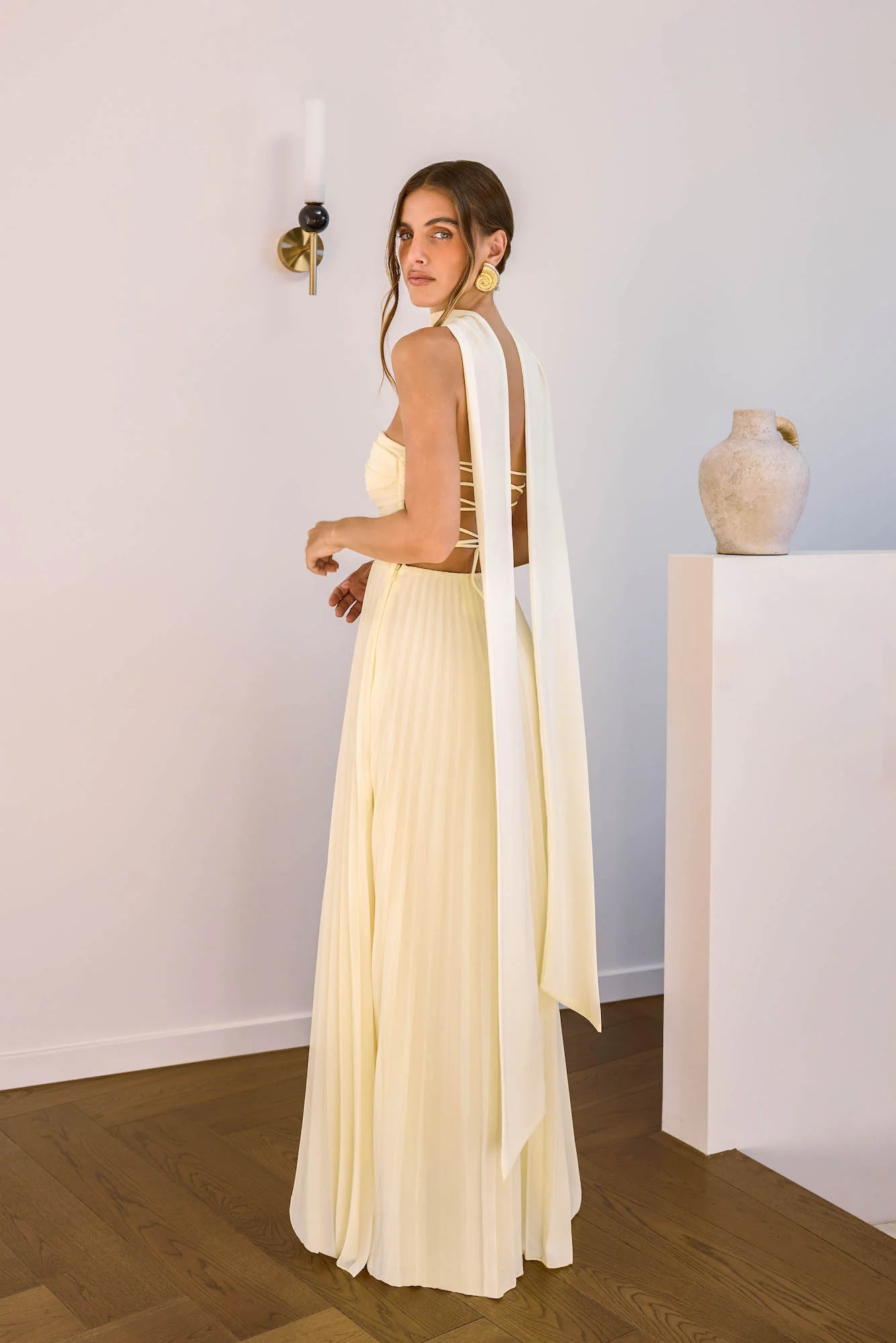 Rosewater Roads Strapless Maxi Dress Yellow - luluinthesky