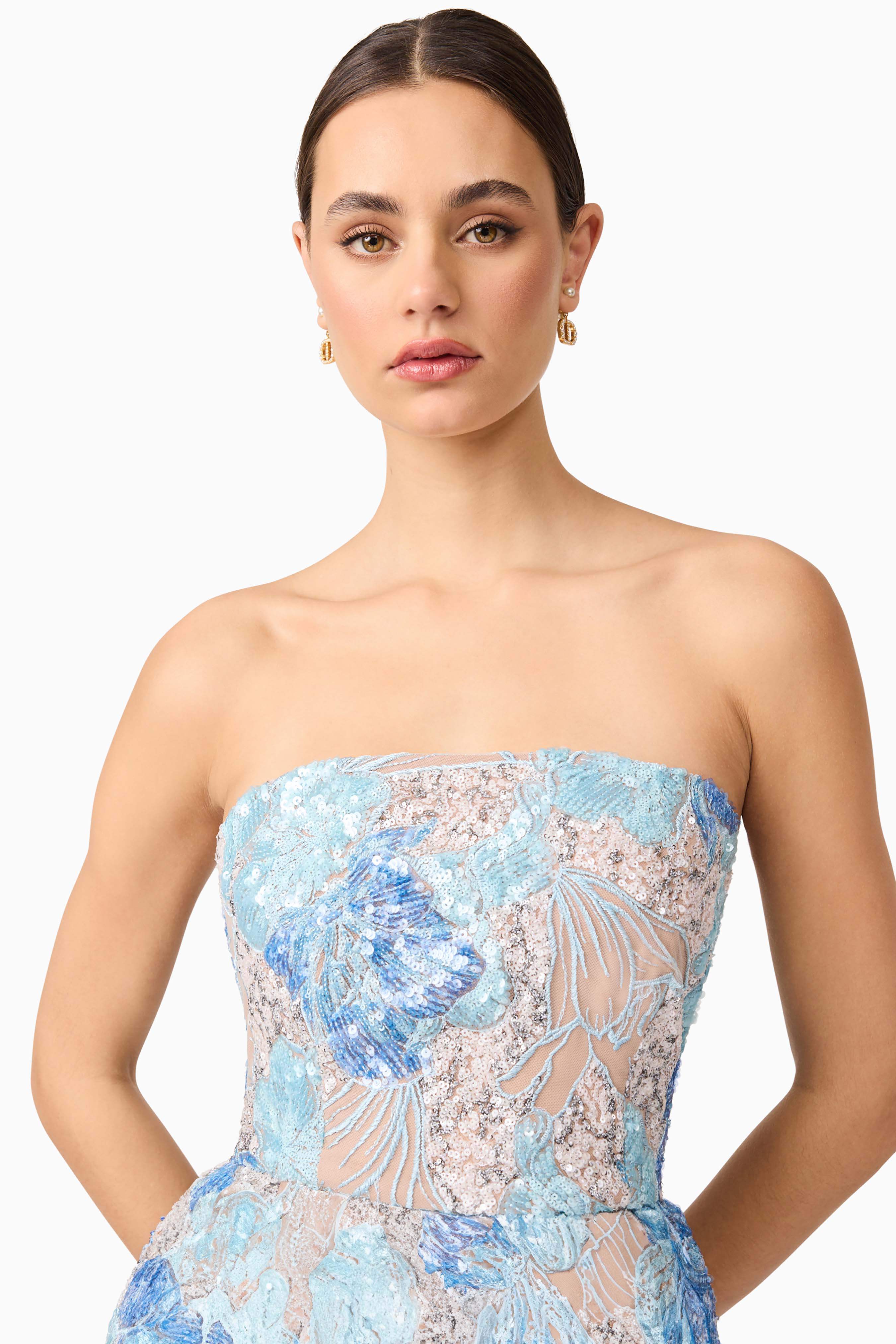 Leonie Cocktail Midi Dress in Blue