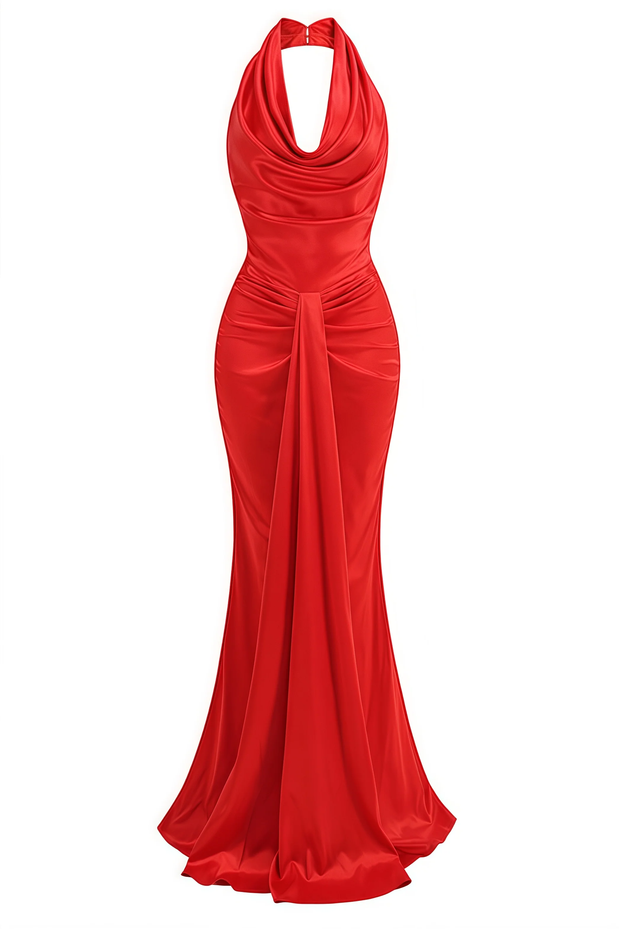 Sena Red Hanging Neck Maxi Dress