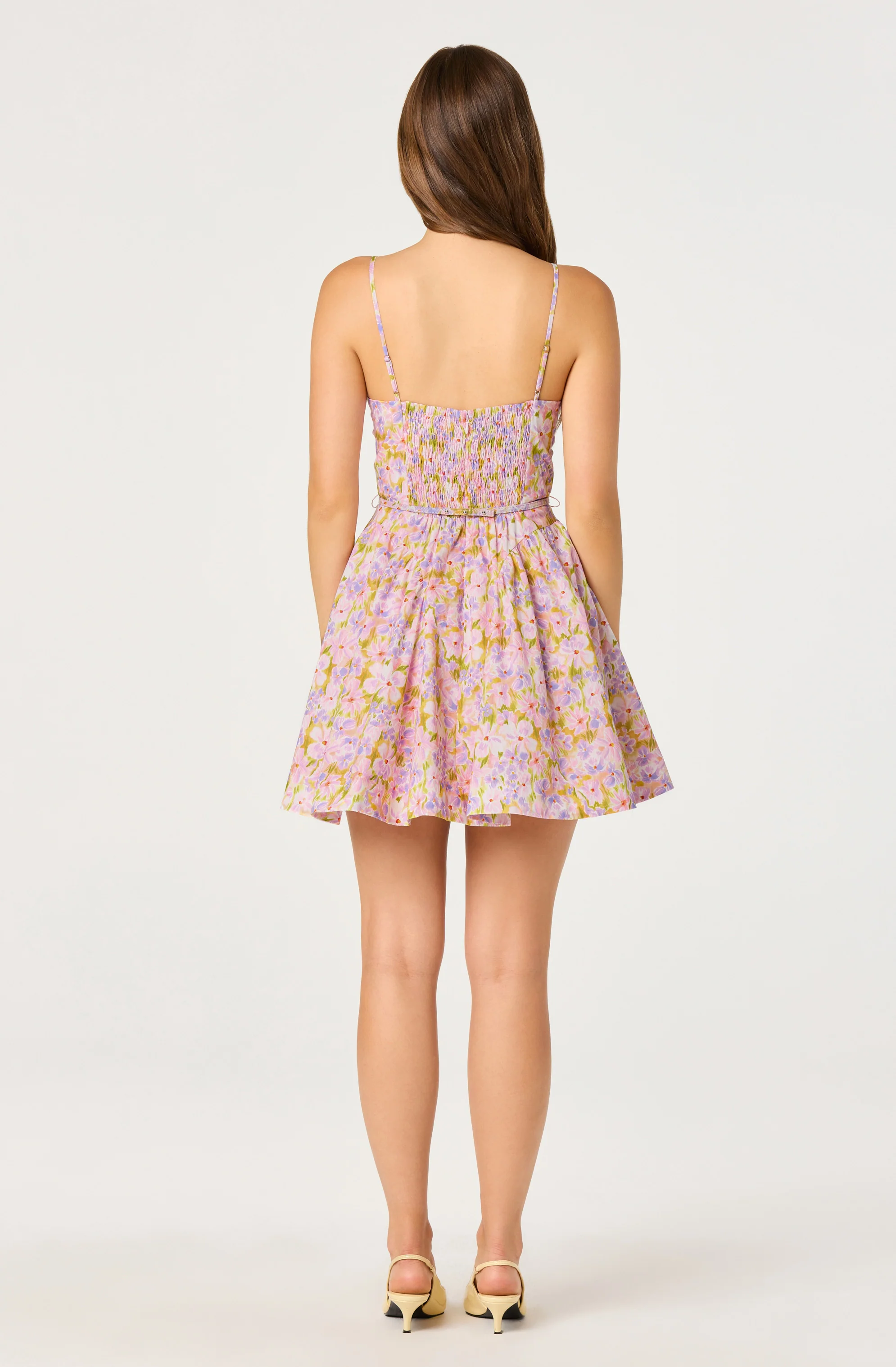 Isha Floral Sweetheart Mini Dress With Belt