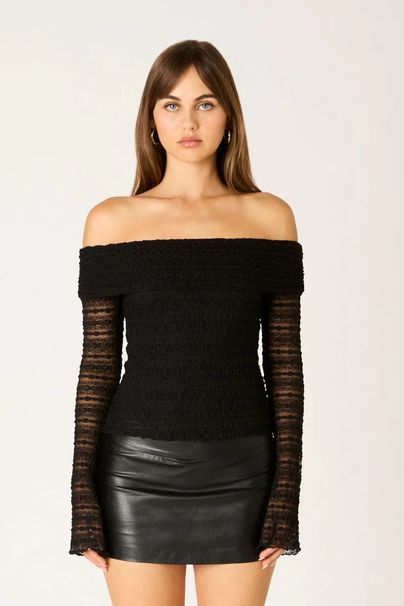 Stretch Lace Off-Shoulder Top