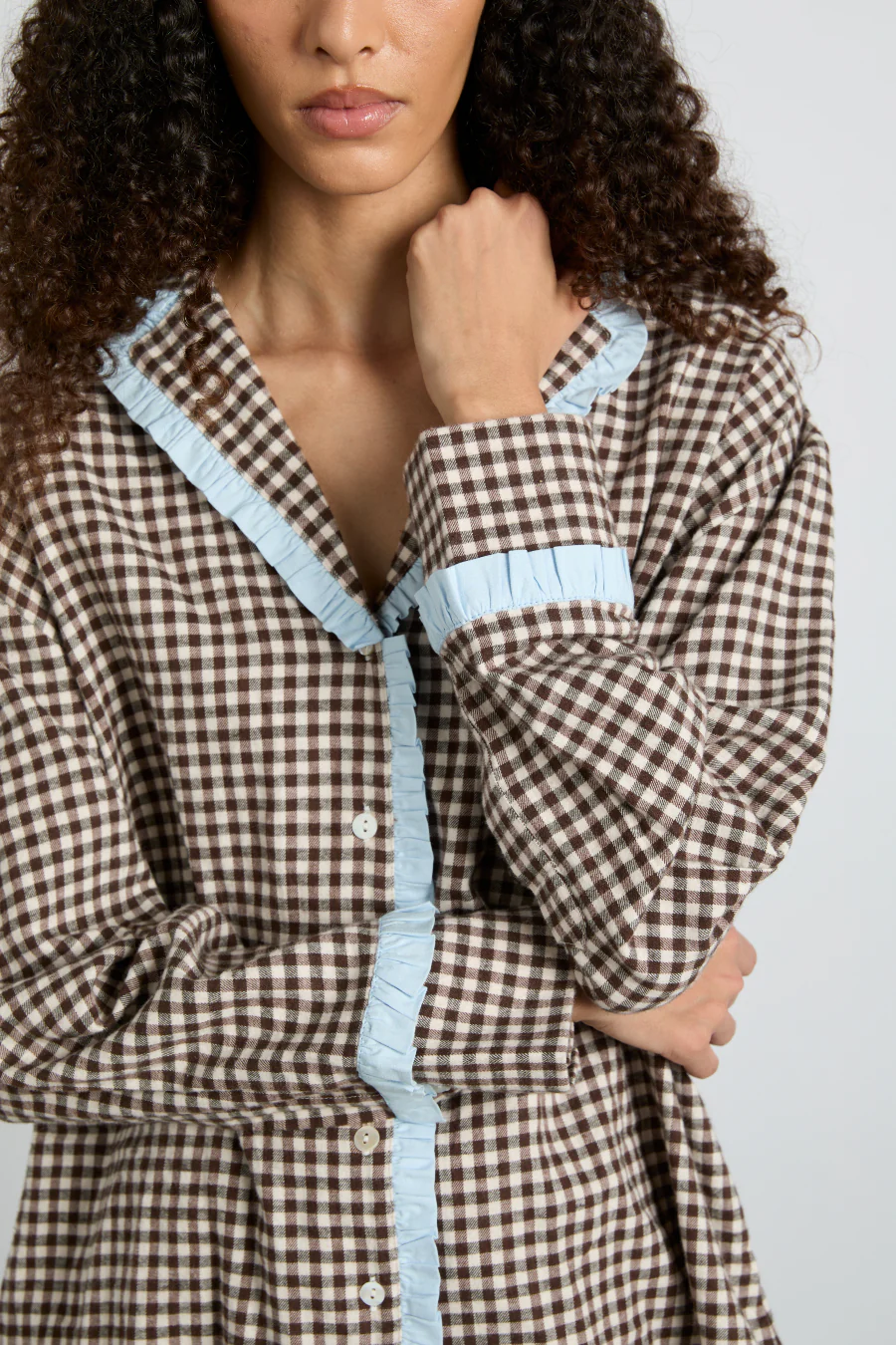 antonia pj set- brown gingham - luluinthesky