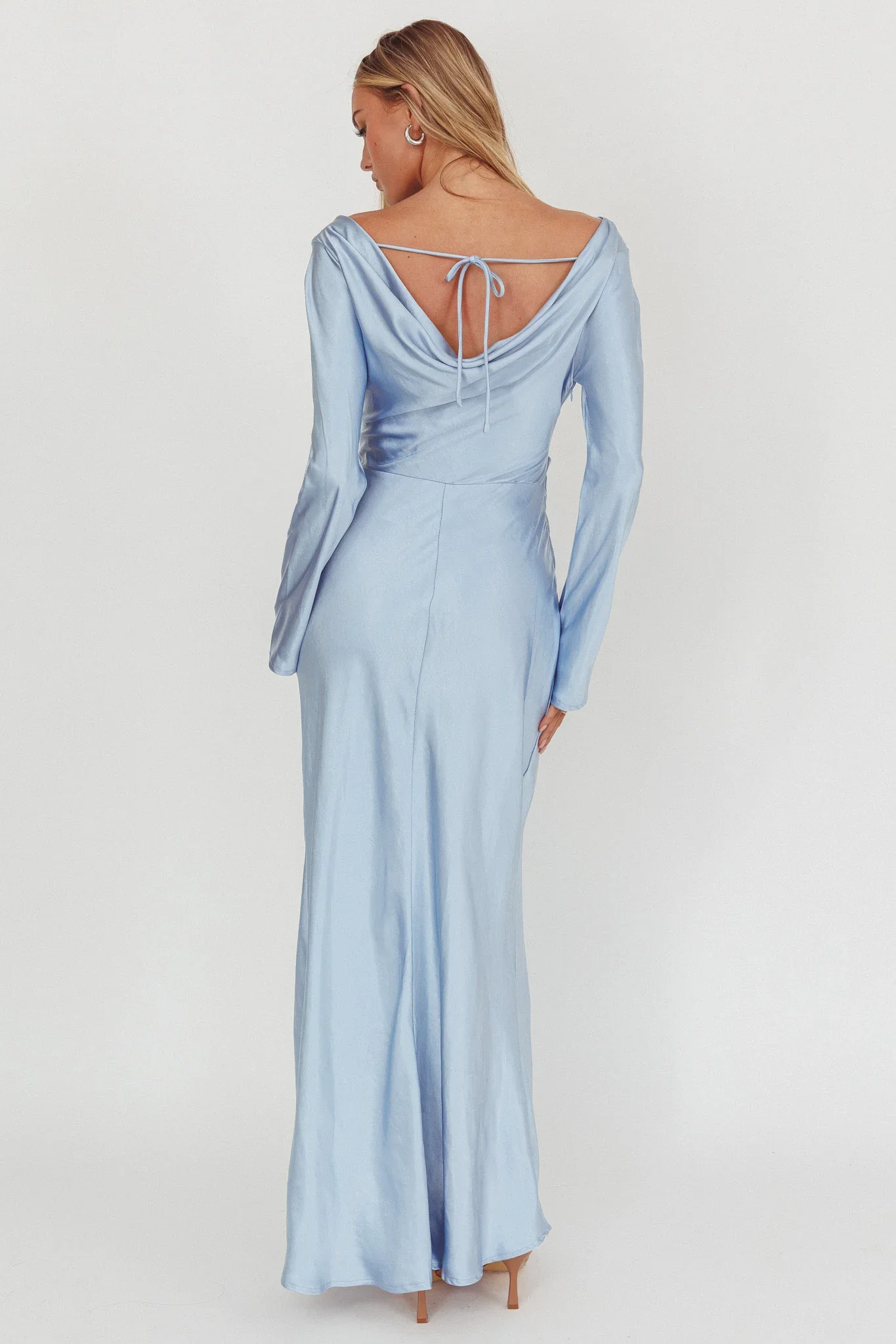 Loveland Long Sleeve Cowl Back Maxi Dress Blue