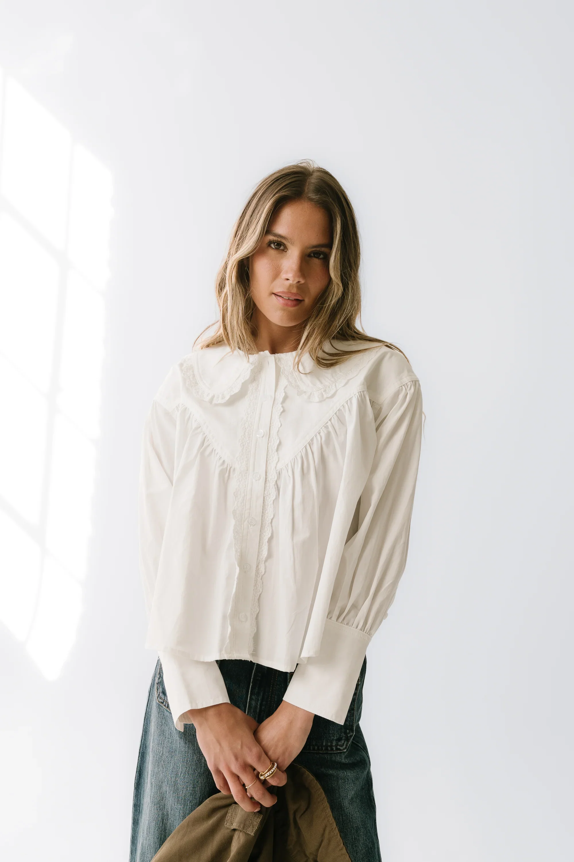 Amelia Collared Blouse in White