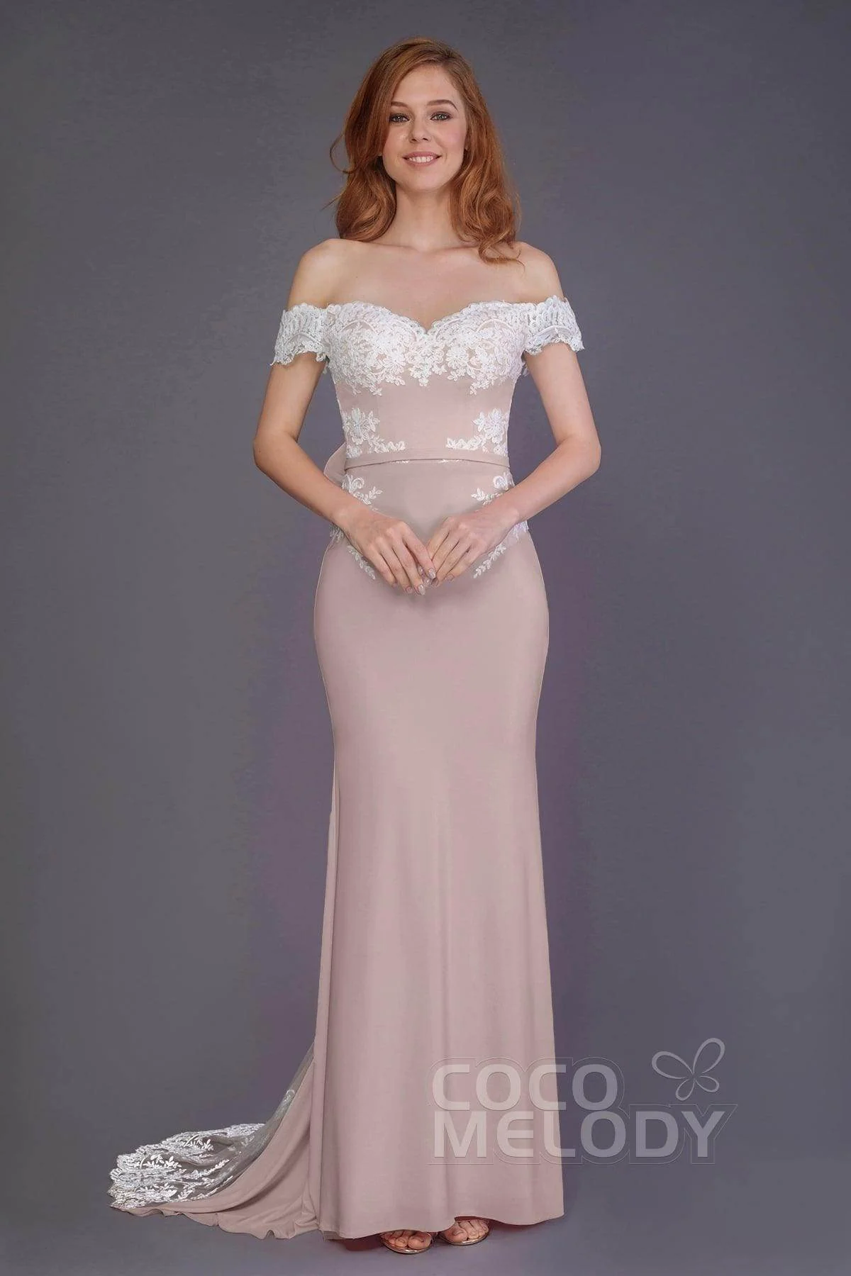 Mermaid Sweep Train Knitted Fabric Bridesmaid Dress PR3491