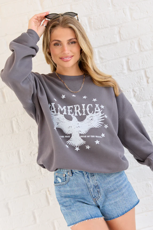 American Eagle Dark Grey Graphic Sweatshirt