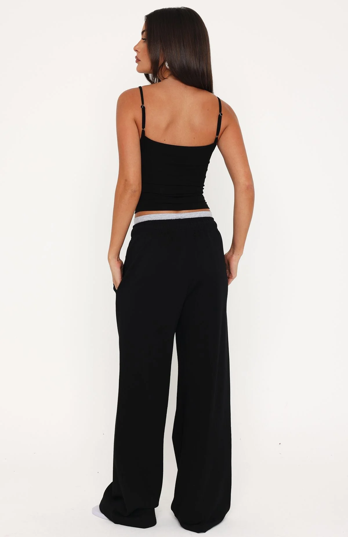 Off The Field Double Waistband Wide Leg Sweatpants Black