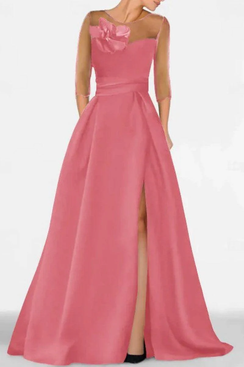 A Line Sweetheart 3/4 Sleeves High Split Mother Dresses CM0338