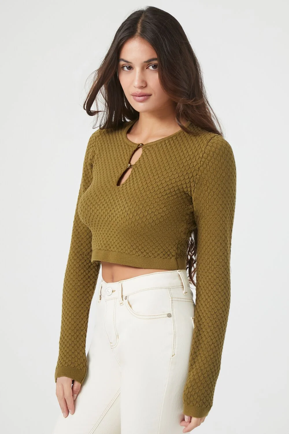 Sweater-Knit Cutout Crop Top