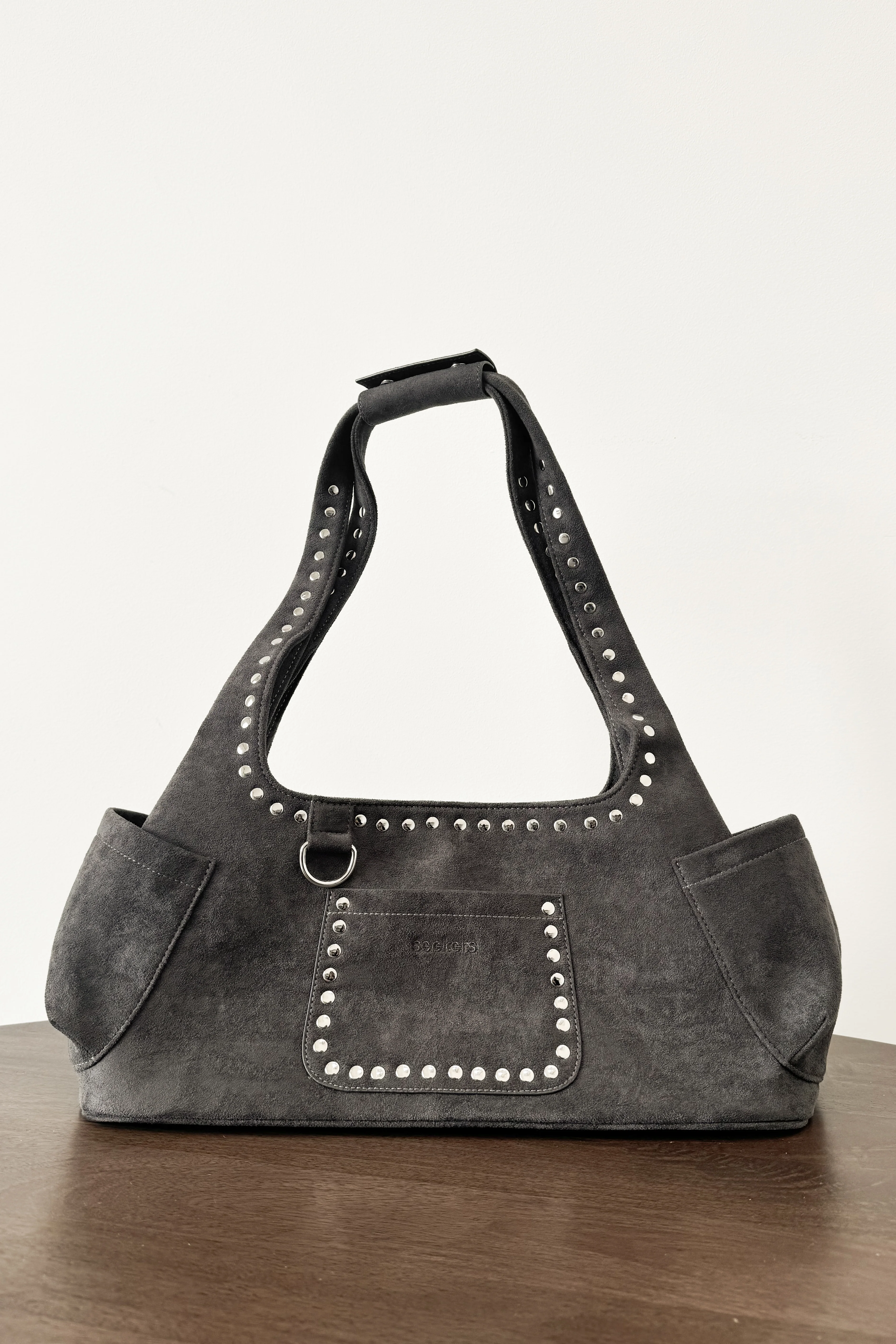 Martha Faux Suede Carryall in Dark Grey