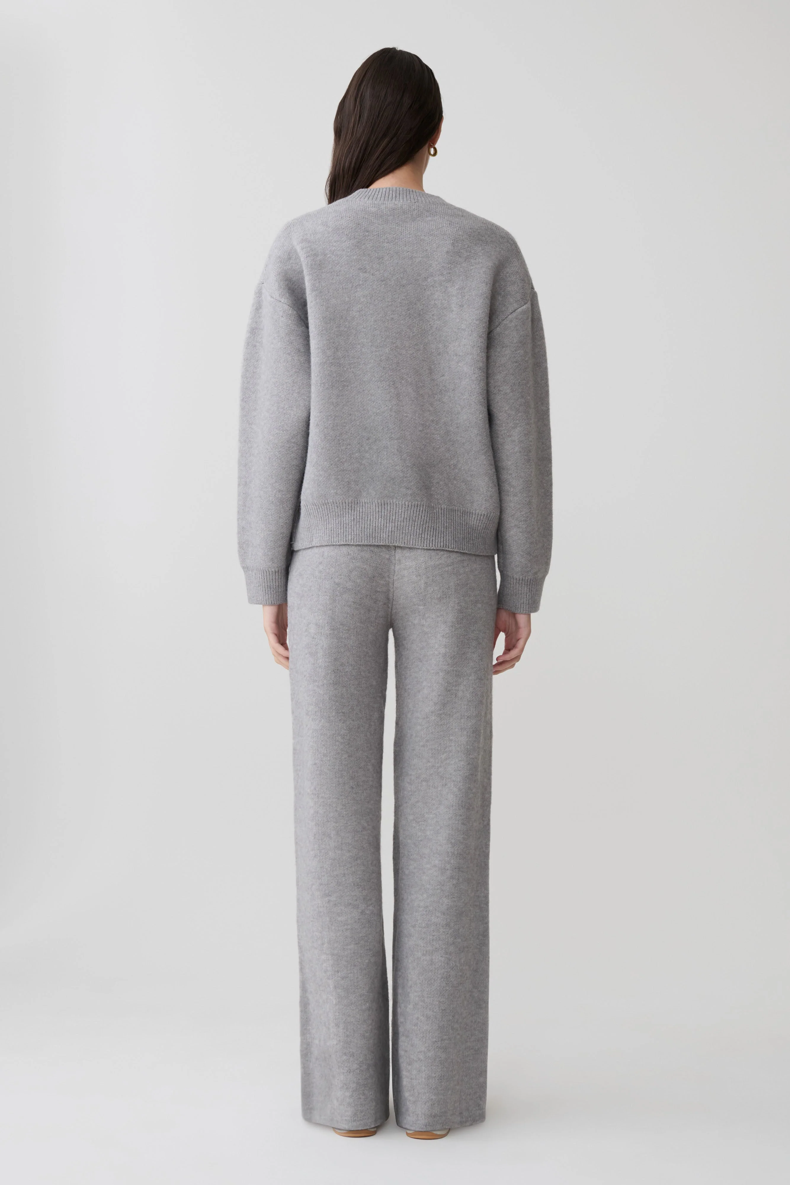 Evan Knit Wide Leg Pants - Grey Marle