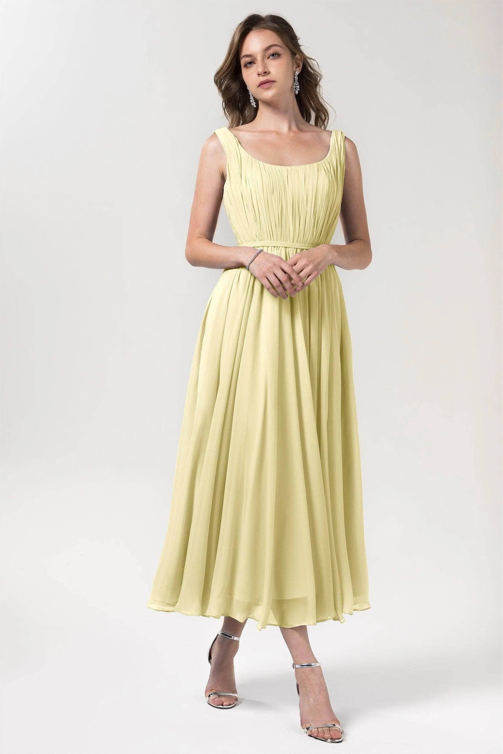 A-Line Tea Length Chiffon Bridesmaid Dress CB0555