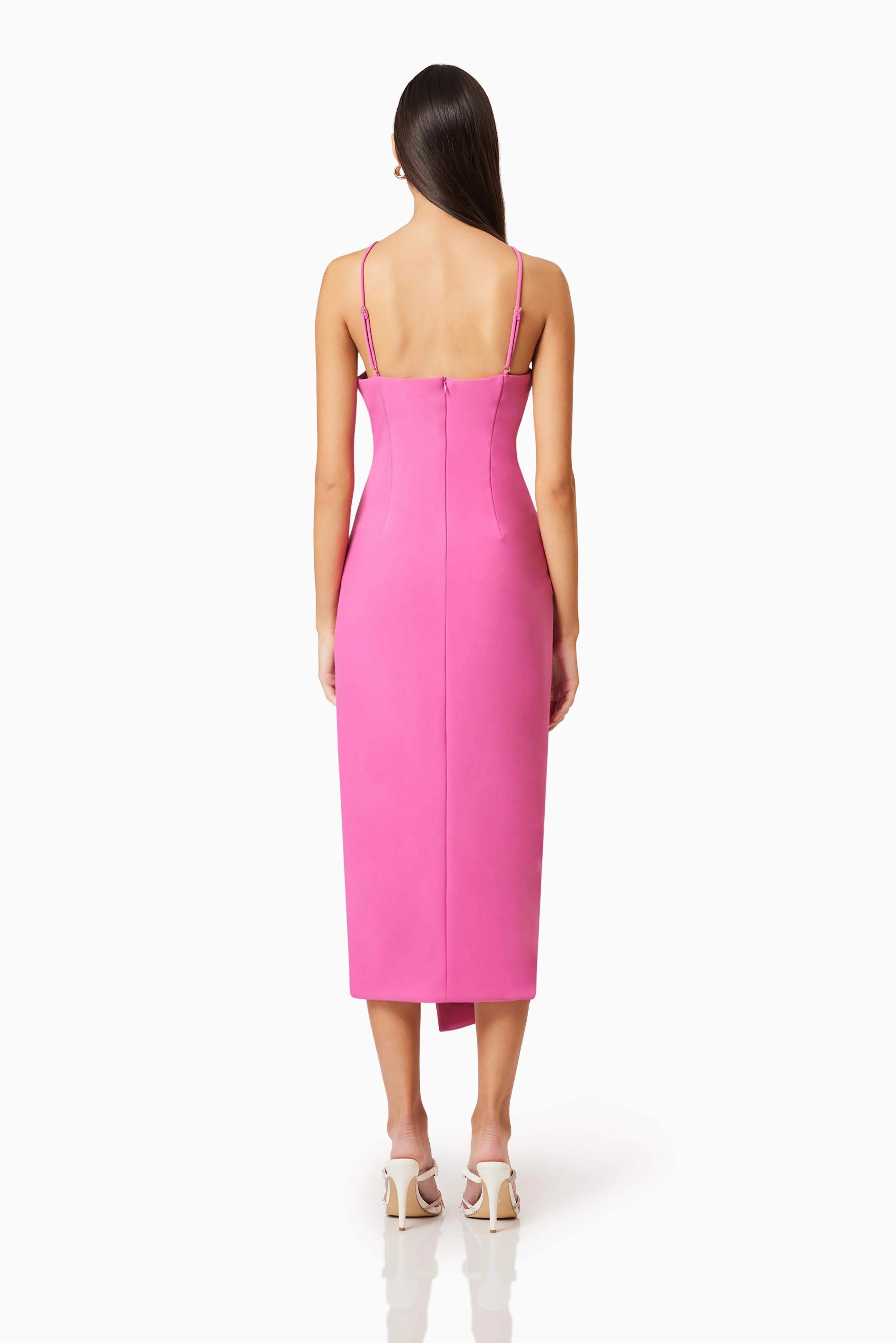 Janelle 3D Midi Dress In Pink