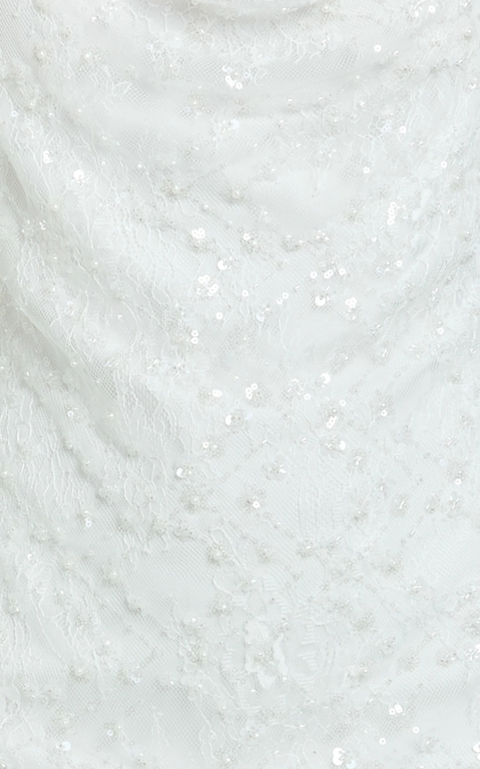 Alana Mini Dress - Sequin Lace Cowl Neck Dress in White