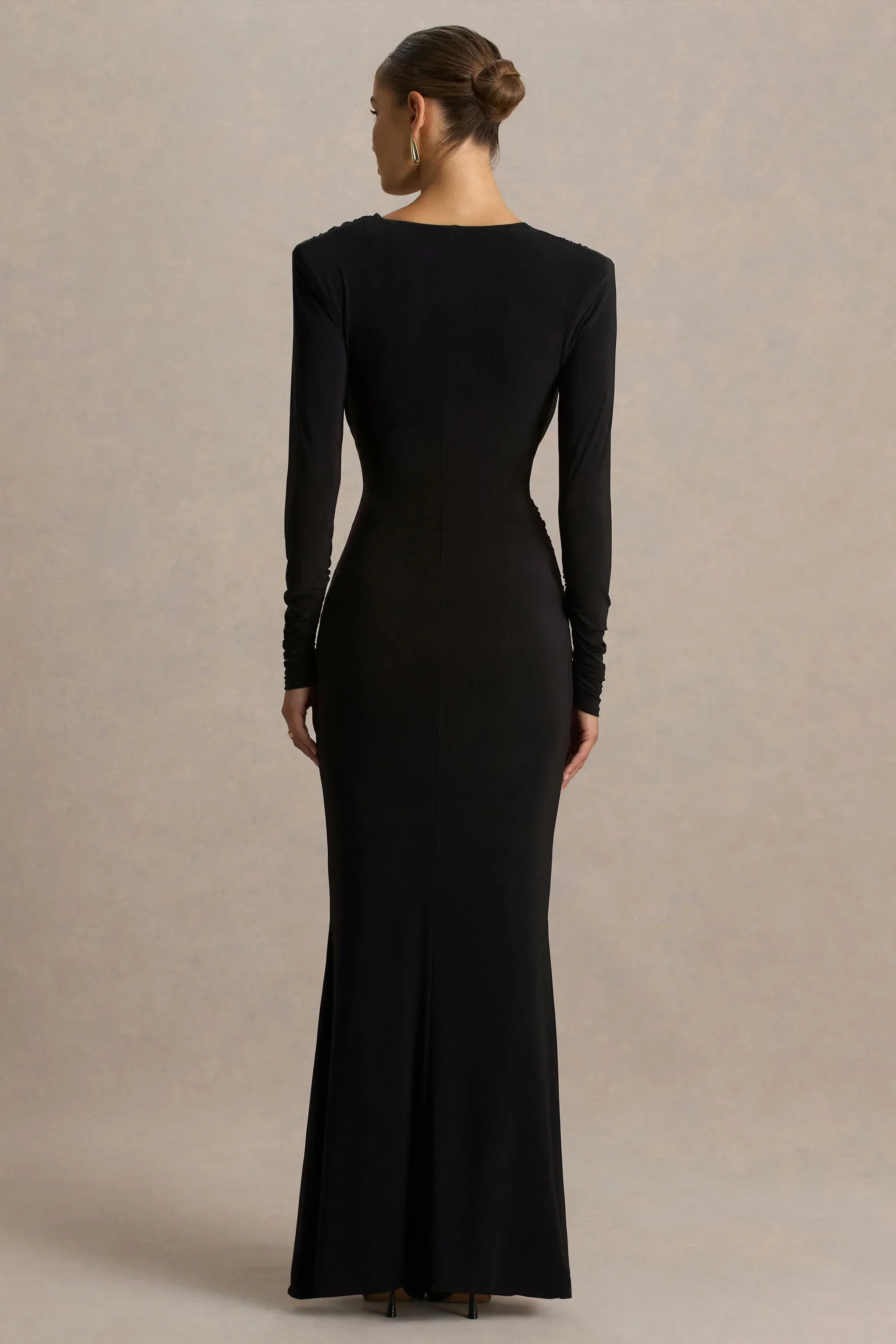 Daphira | Black Extreme-Plunge Neck Maxi Dress