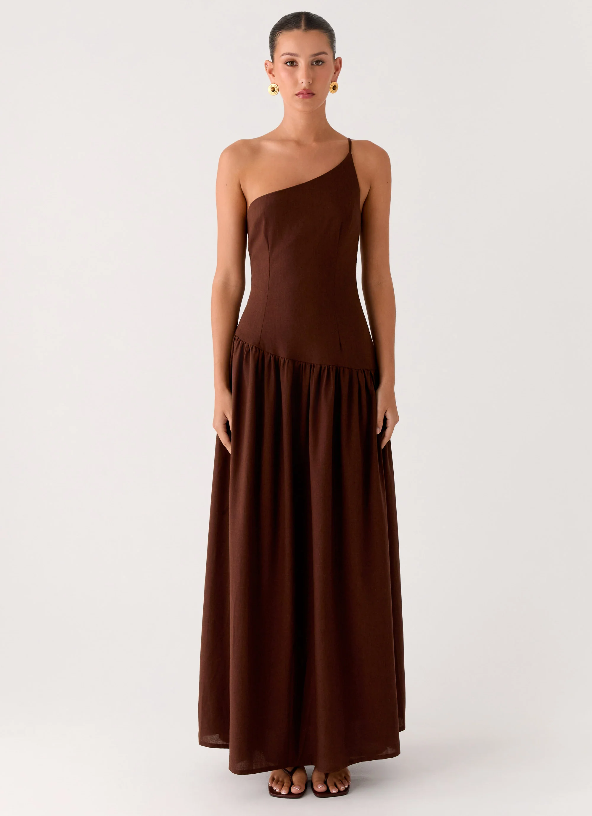 Thinking About You Linen Maxi Dress - Brown