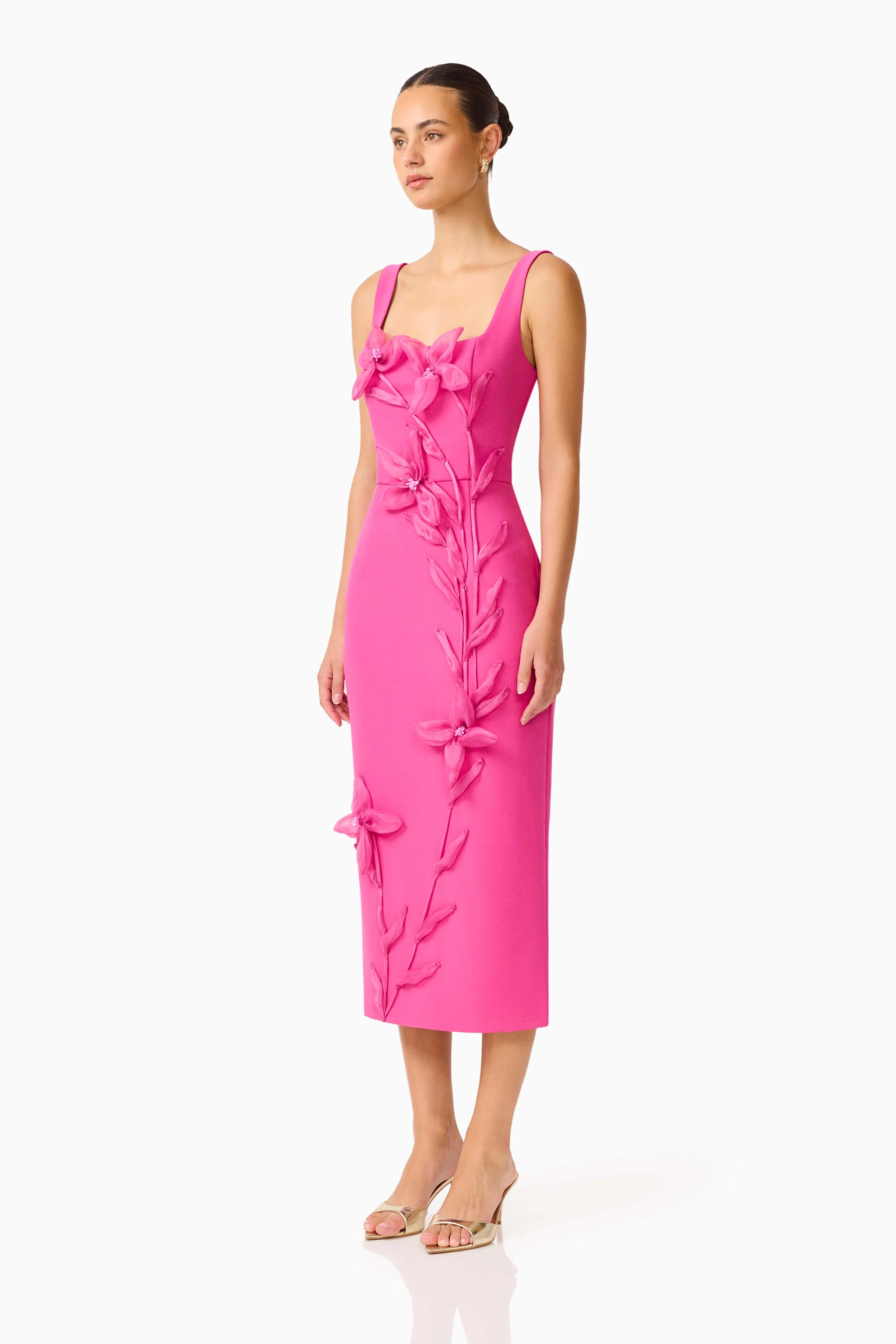 Ilaria Floral Midi Dress in Pink