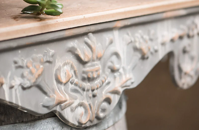 Distressed Tin Scroll Wall Shelf