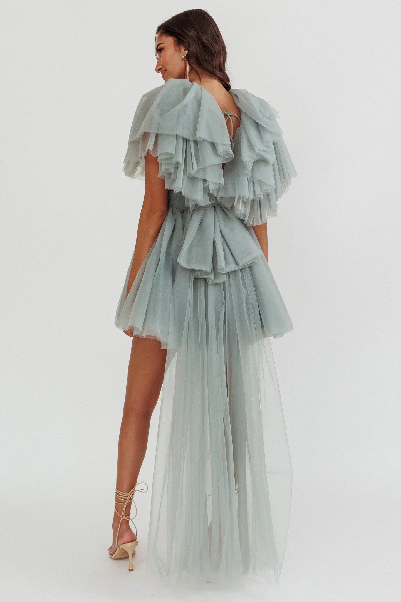 Star Power Tulle Train Mini Dress Pistachio - luluinthesky