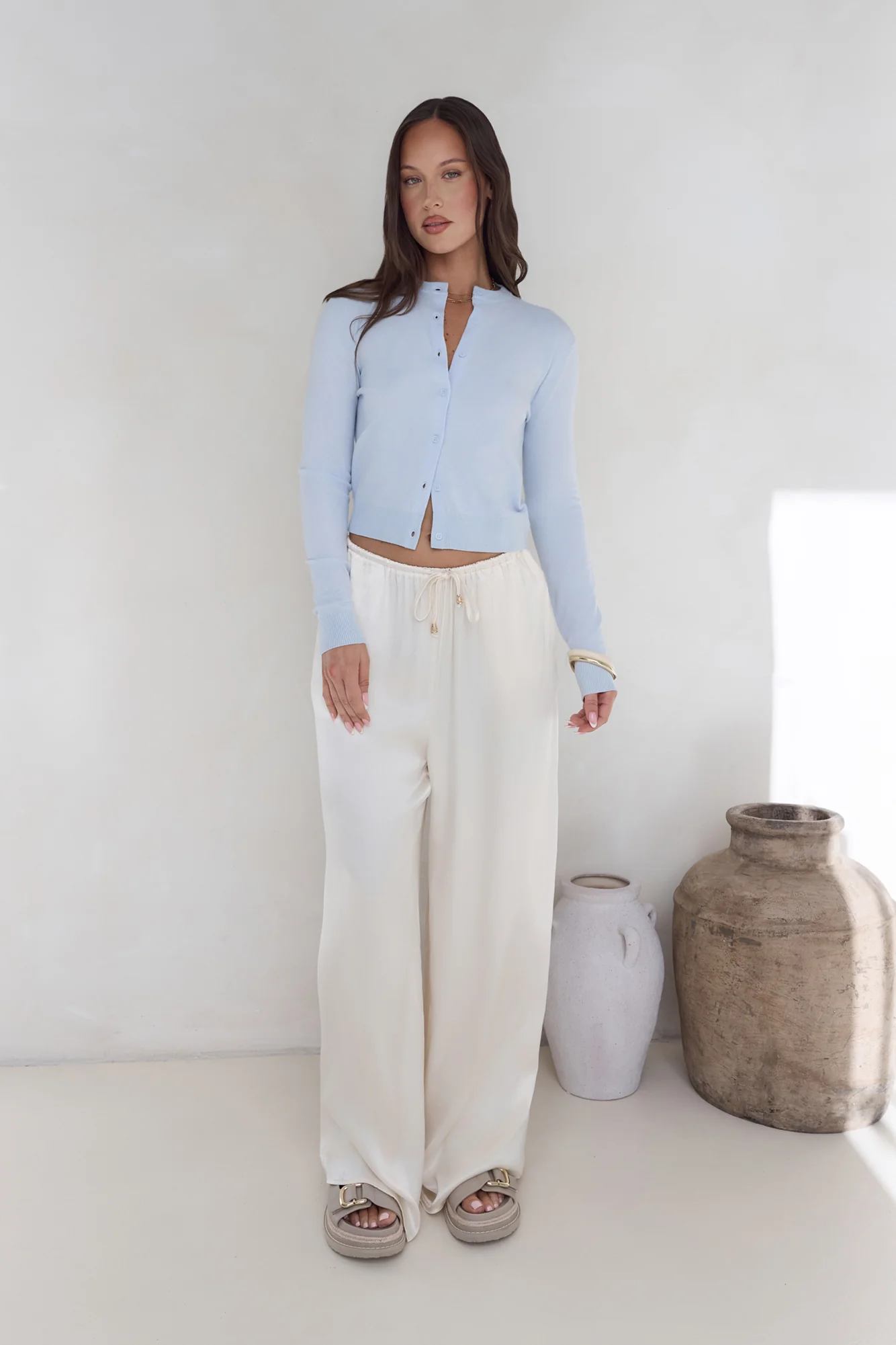 In The Reflection Satin Pants Cream