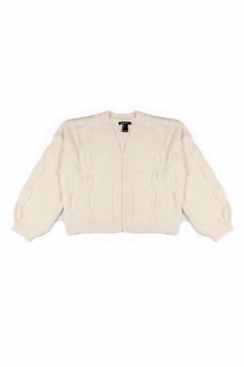 Fuzzy Open-Front Cardigan Sweater