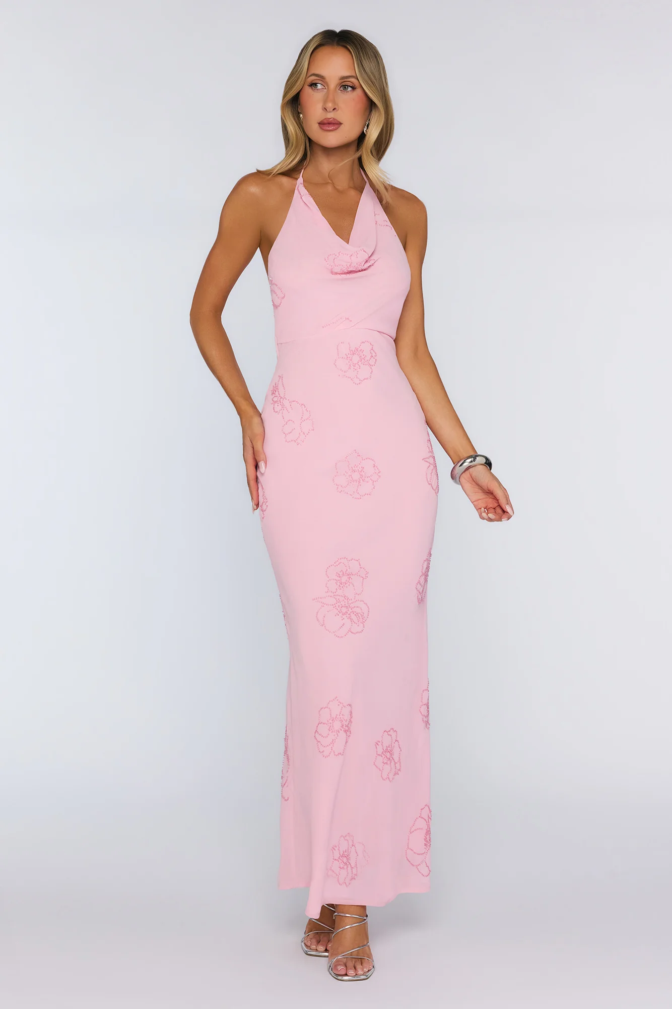 Soft Glow Up Halter Maxi Dress Pink