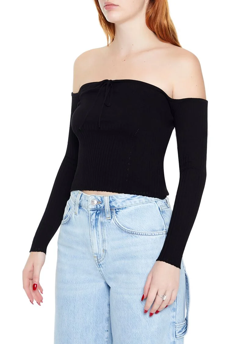 Off-the-Shoulder Sweater-Knit Top