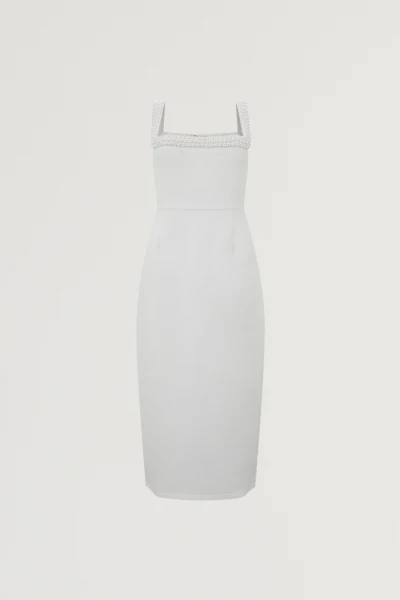 Pearl Trim Midi Dress