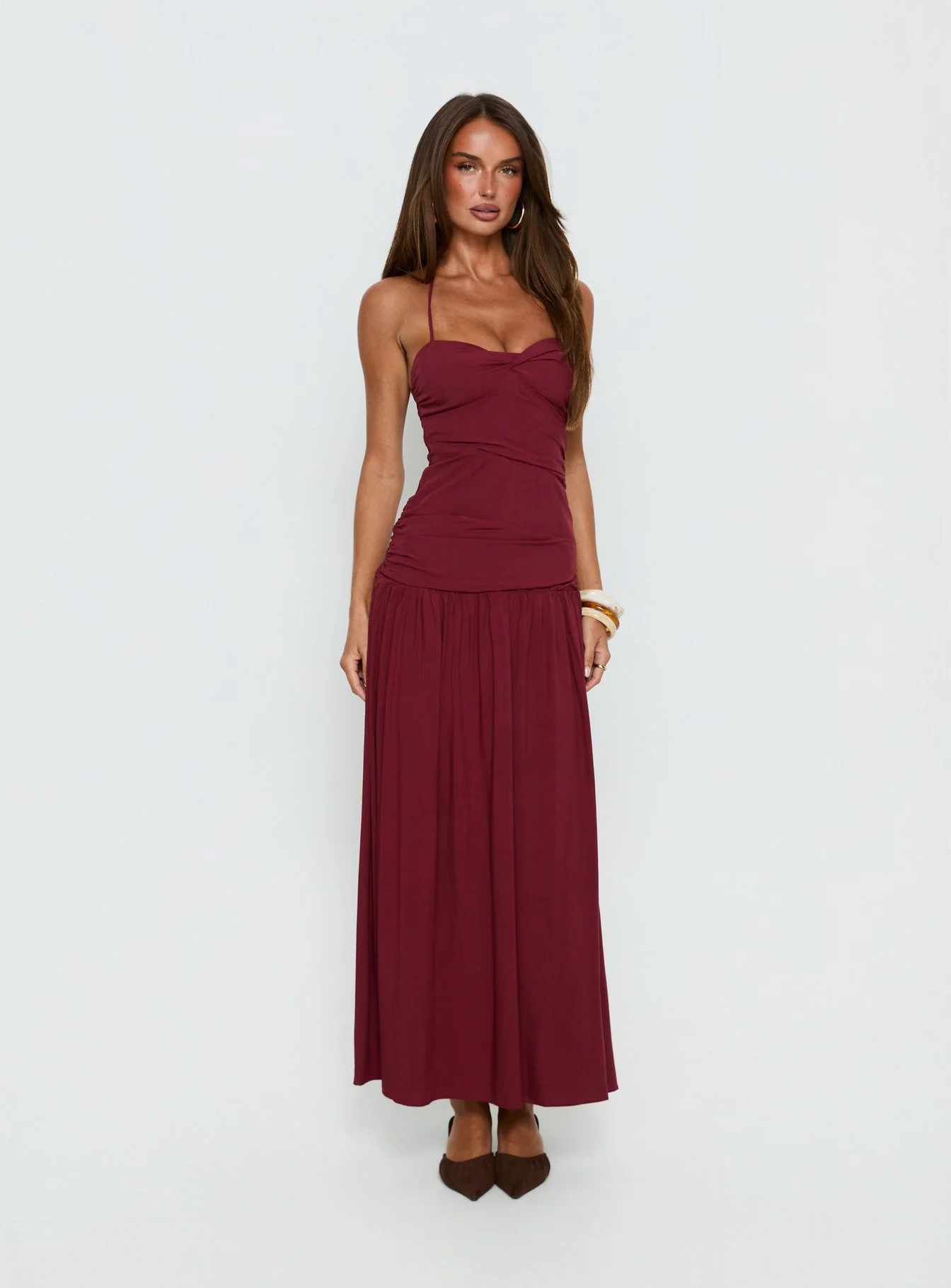 Marguerite Halter Maxi Dress Ruby Wine Tall