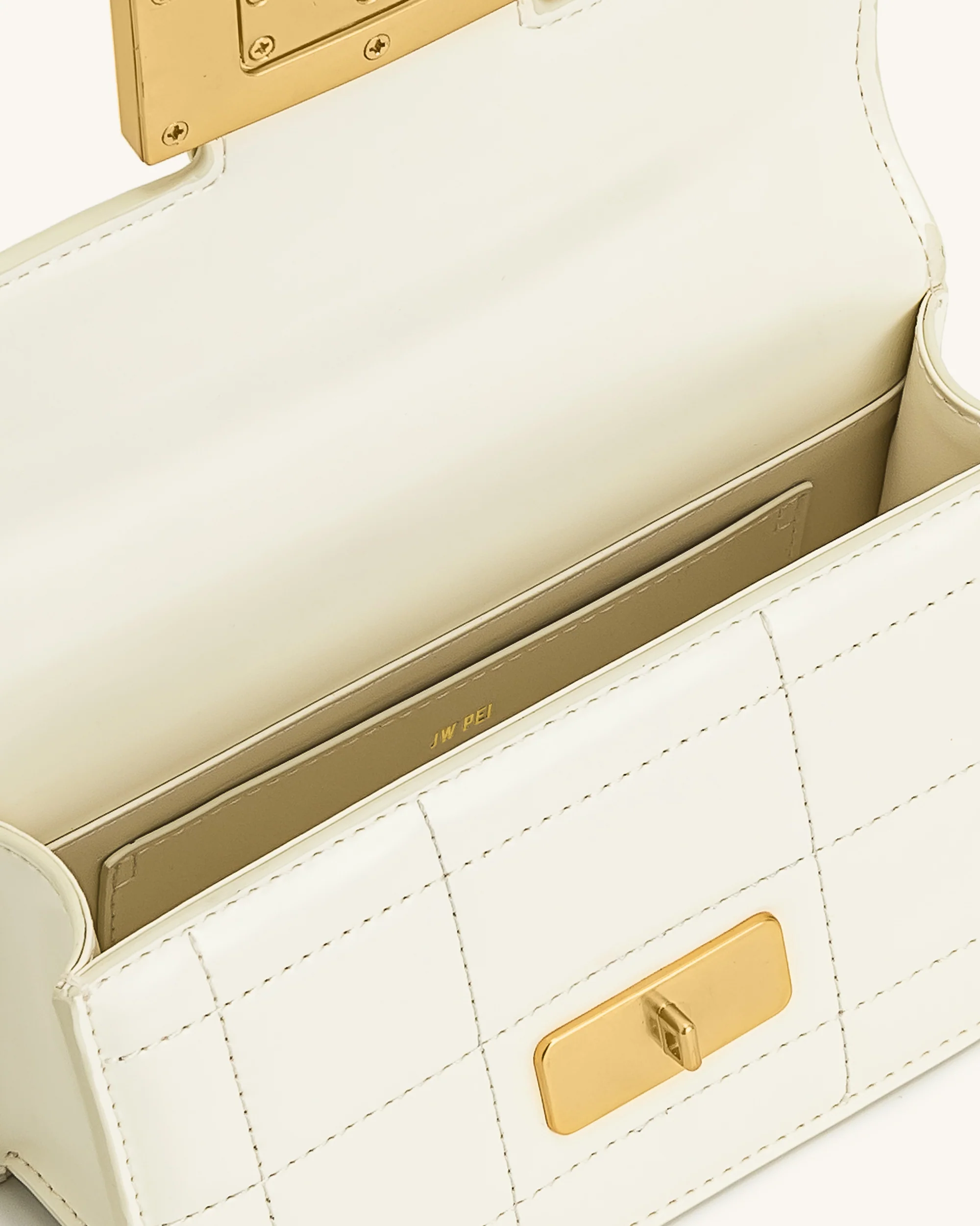 Kaia Bamboo Metal Handle Handbag - White