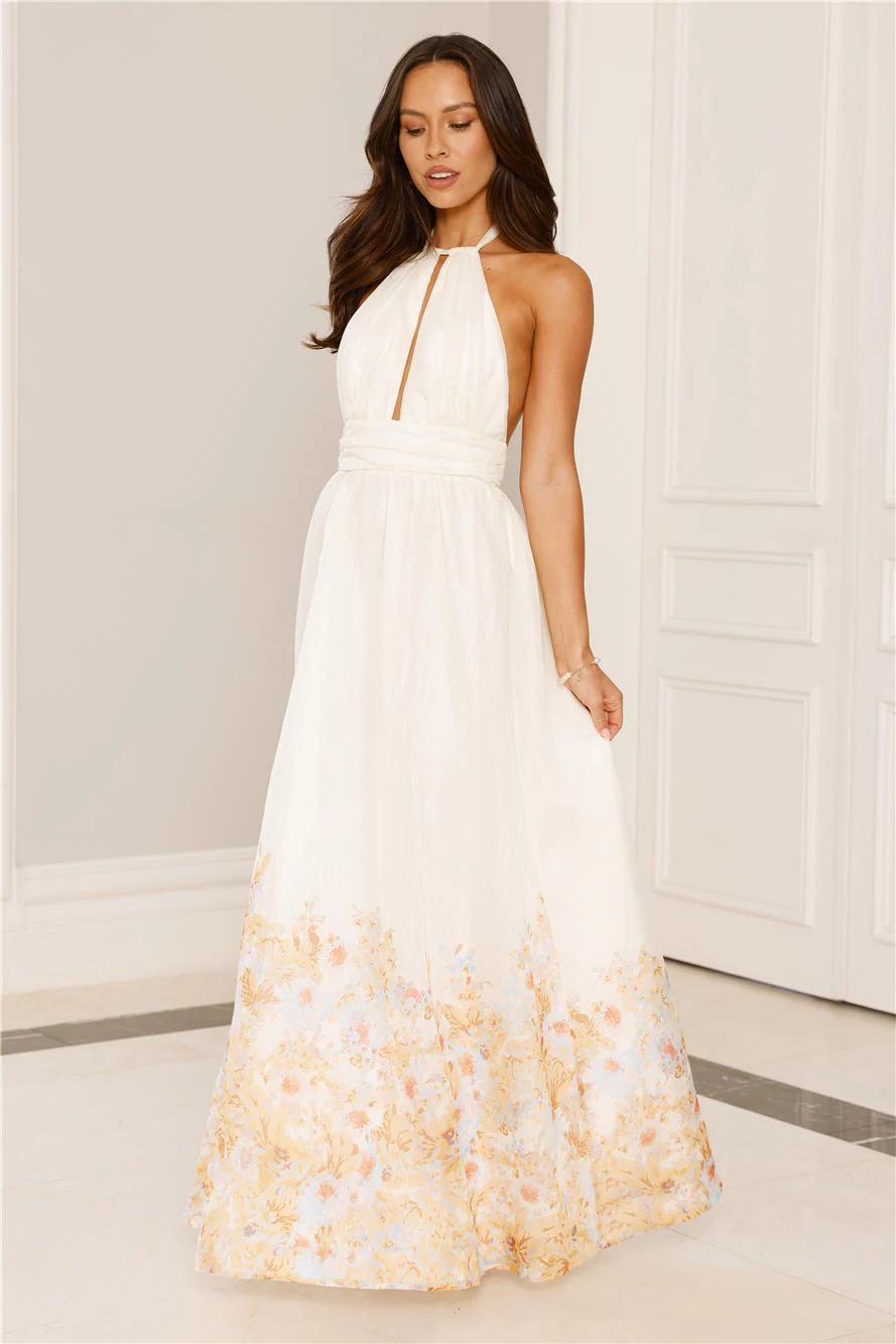 The Meadow’s Secret Halter Maxi Dress Yellow